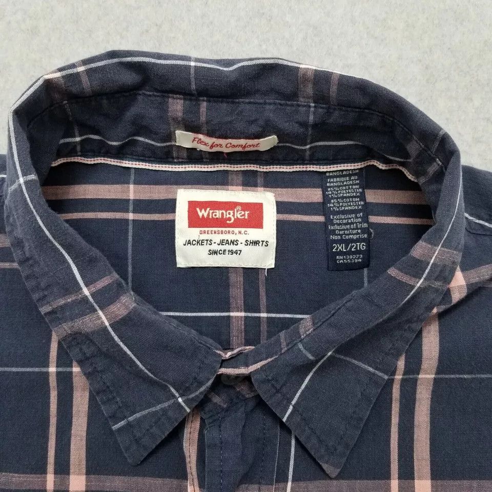 Wrangler Wrangler Shirt Mens XXL Blue Button Up Plaid Long Sleeve Size US XXL / EU 58 / 5 - 3 Thumbnail