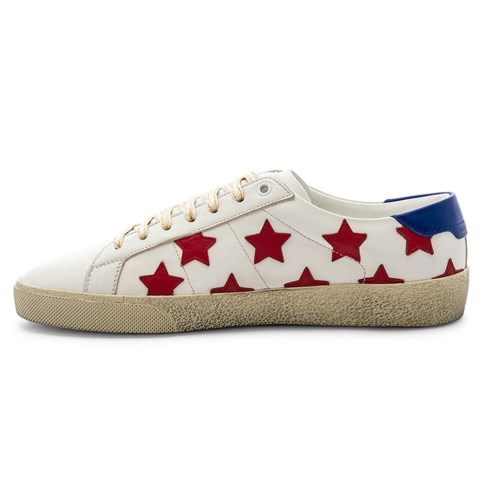 Yves Saint Laurent Court Classic SL Red Star Distressed Flat Low Top Sneaker Size US 6 / IT 36 - 11 Thumbnail