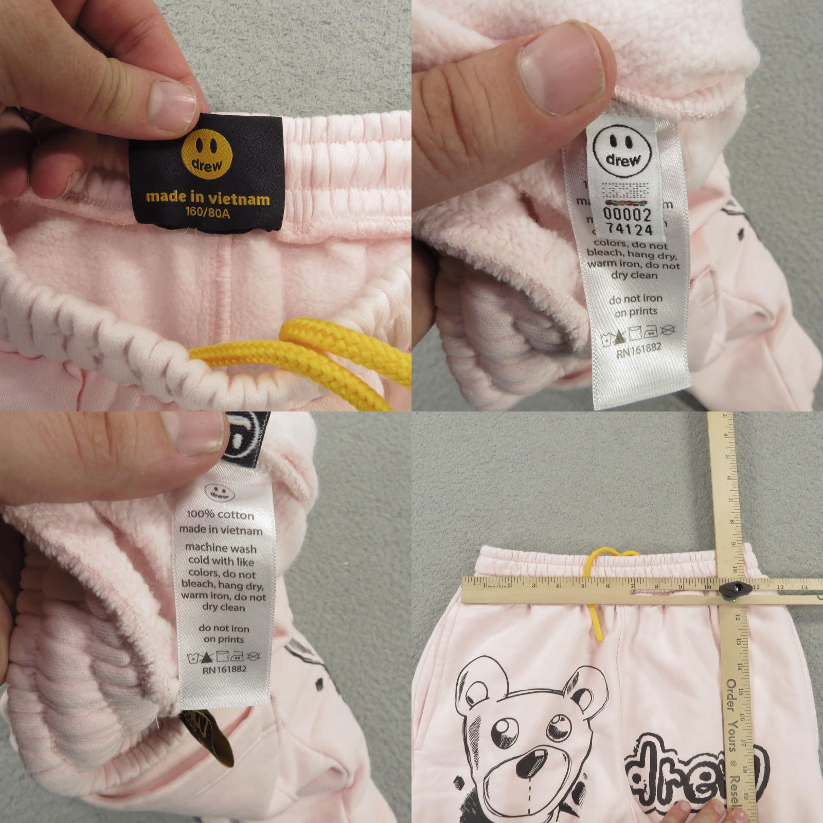 Drew House Drew House Shorts Mens Pink XXS Terry Fleece Sweat Lounge Bieber Theodore Sketch Size US 27 - 8 Thumbnail