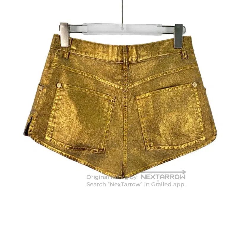 Chanel Chanel Gold Cotton Women's Shorts . Size 22" - 2 Thumbnail