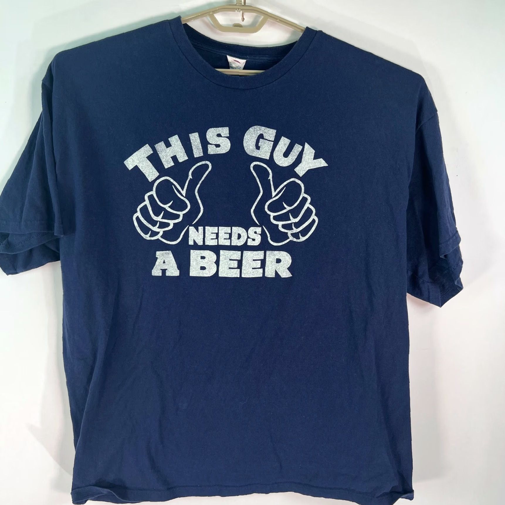 Vintage Beer Graphic T-Shirt Mens Short Sleeve Crew Neck Blue Size 3XL Size US XXL / EU 58 / 5 - 2 Thumbnail