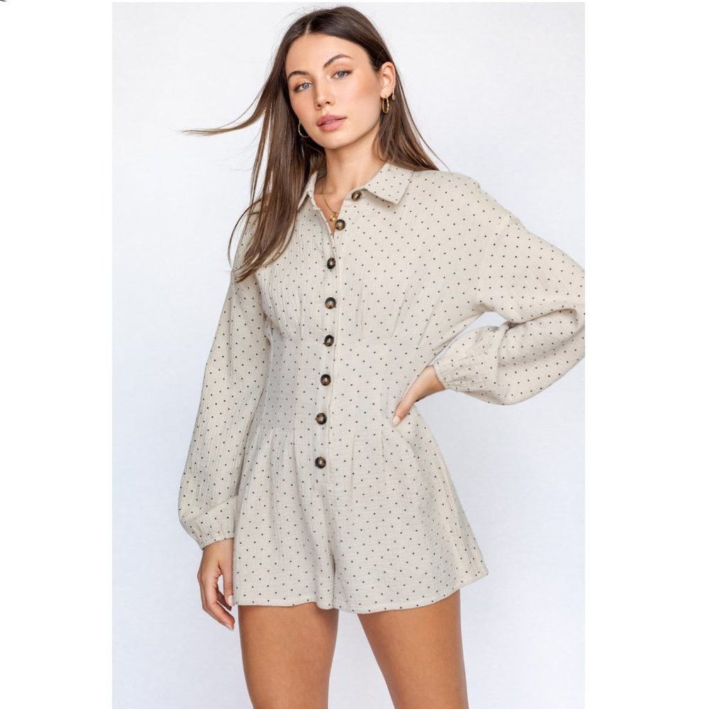Other NWT New Le Lis LONG BALLON SLEEVE PLEATED ROMPER Size S Size 28" / US 6 / IT 42 - 1 Thumbnail
