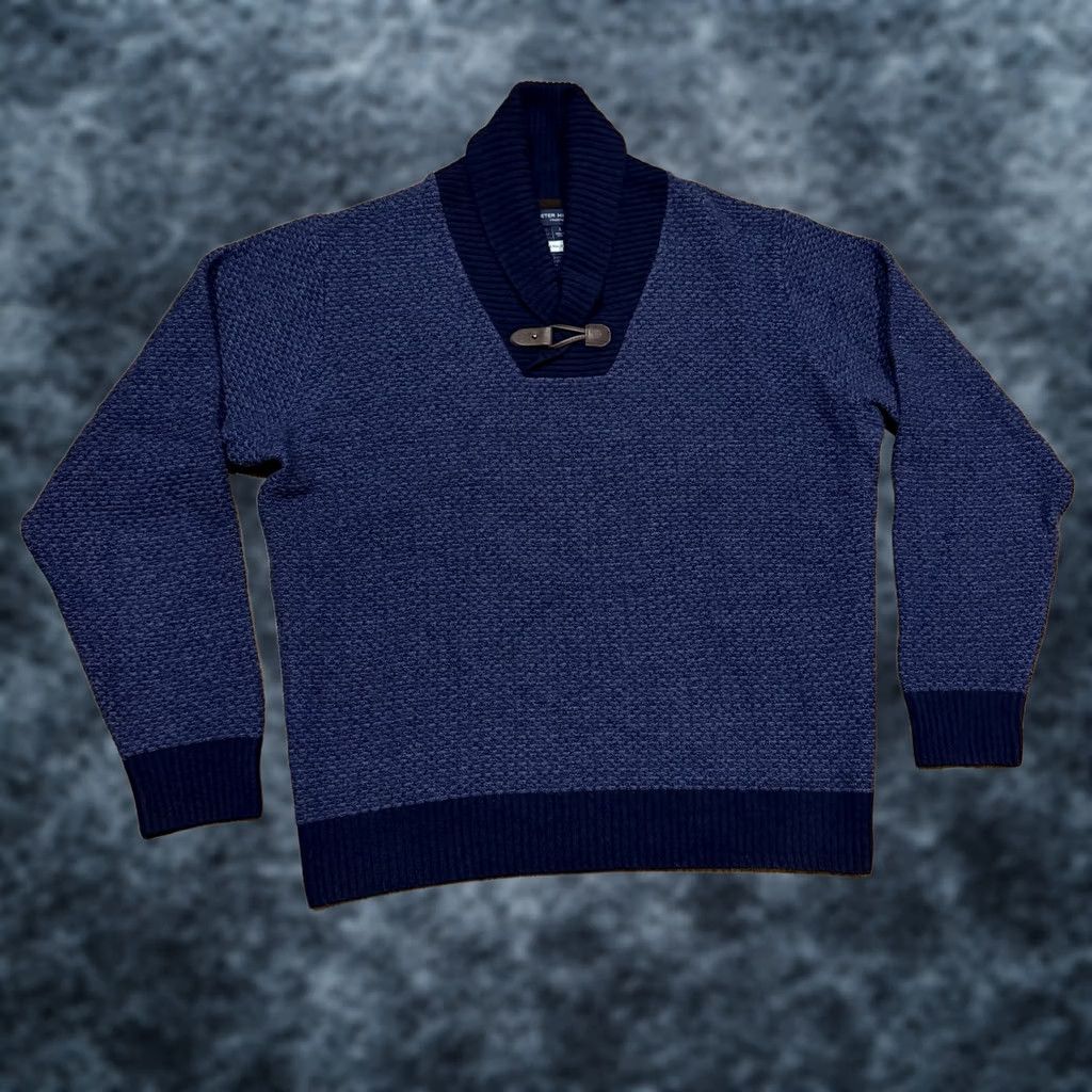 Peter Millar Sweater Mens Large Blue Wool Cashmere Shawl Collar Pullover Italy, Men's