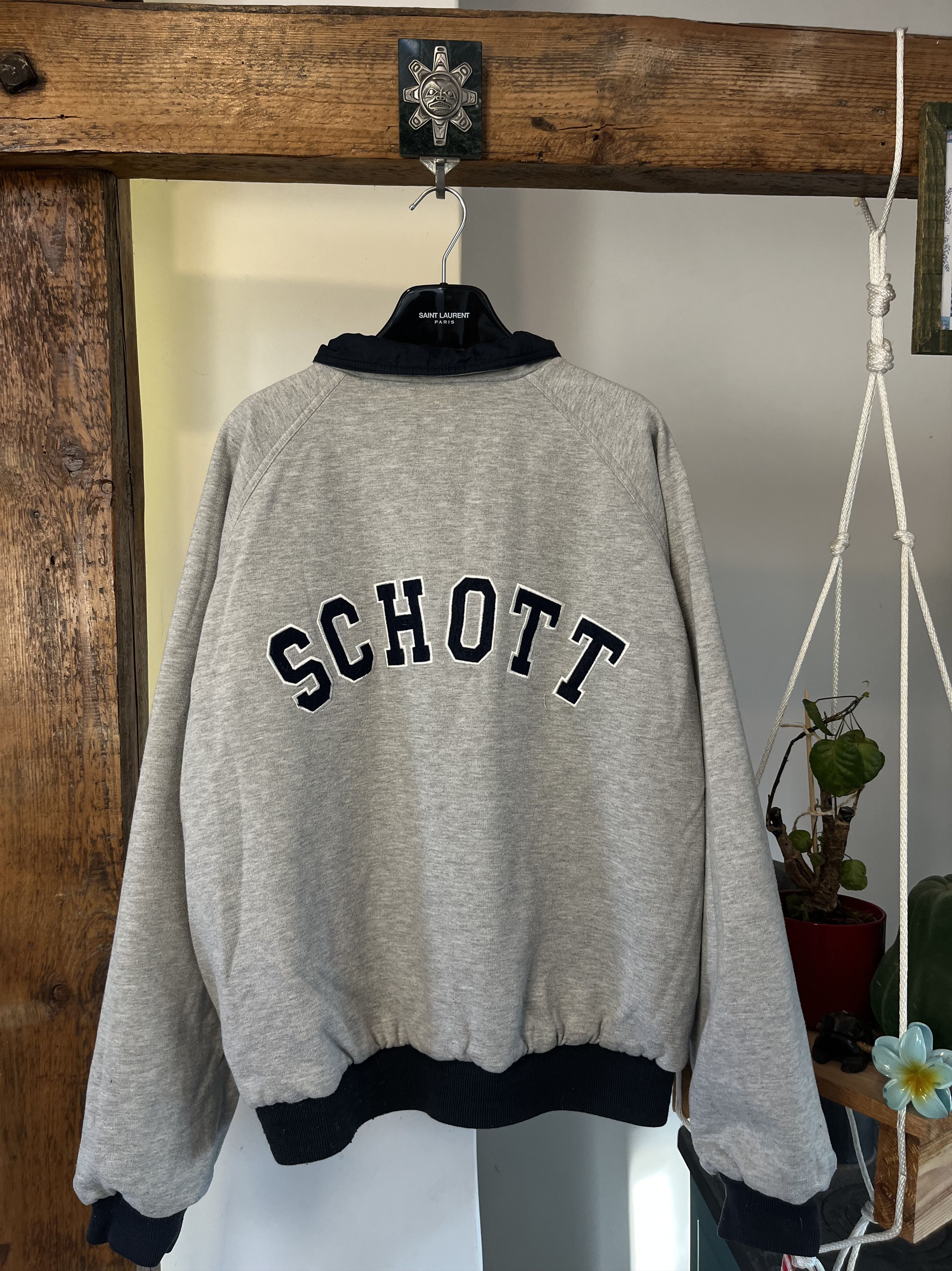 Schott × Vintage 90s Vintage Schott NYC Reversible Varsity Jacket Made in USA Size US XL / EU 56 / 4 - 1 Thumbnail