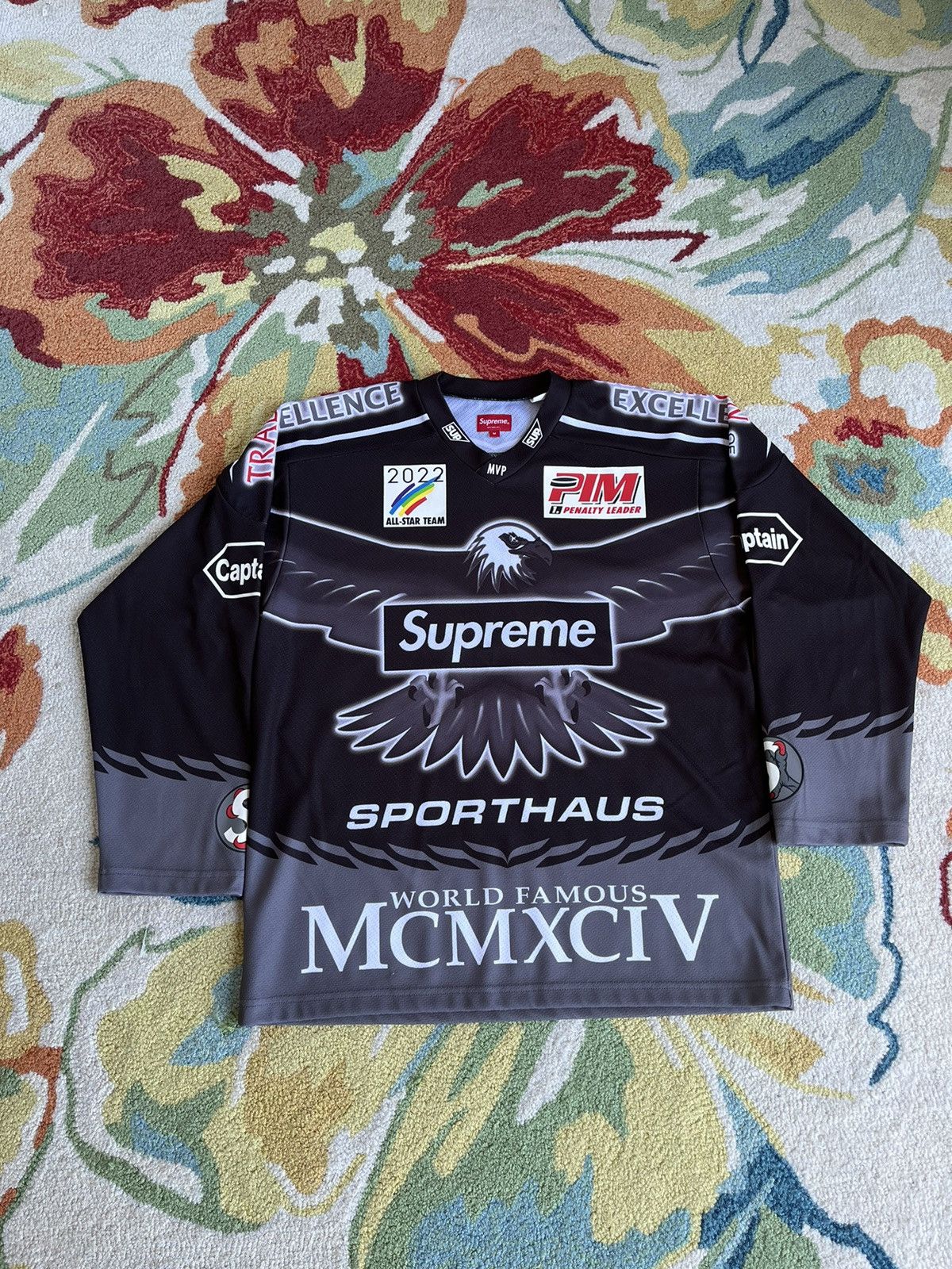 Supreme Supreme Eagle Moto Jersey SS22 Black | Grailed