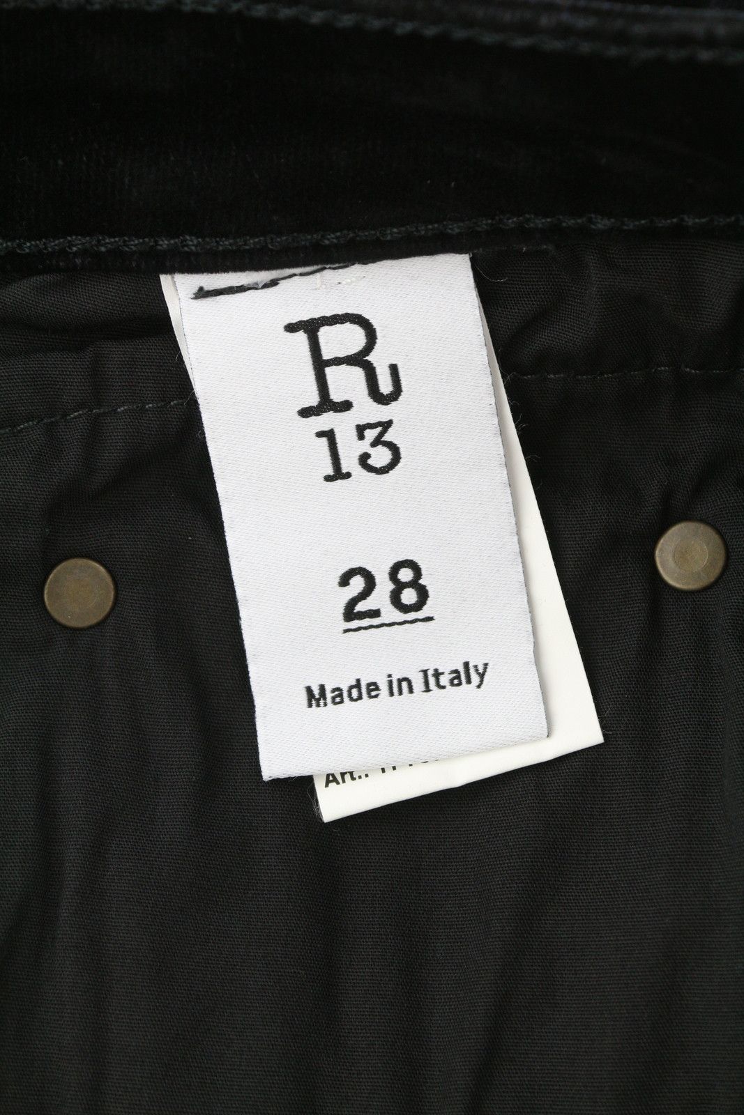 R13 BOY STRAIGHT 28 Flocked Black Velvet Cropped Dark 86249 Size 28" / US 6 / IT 42 - 8 Thumbnail