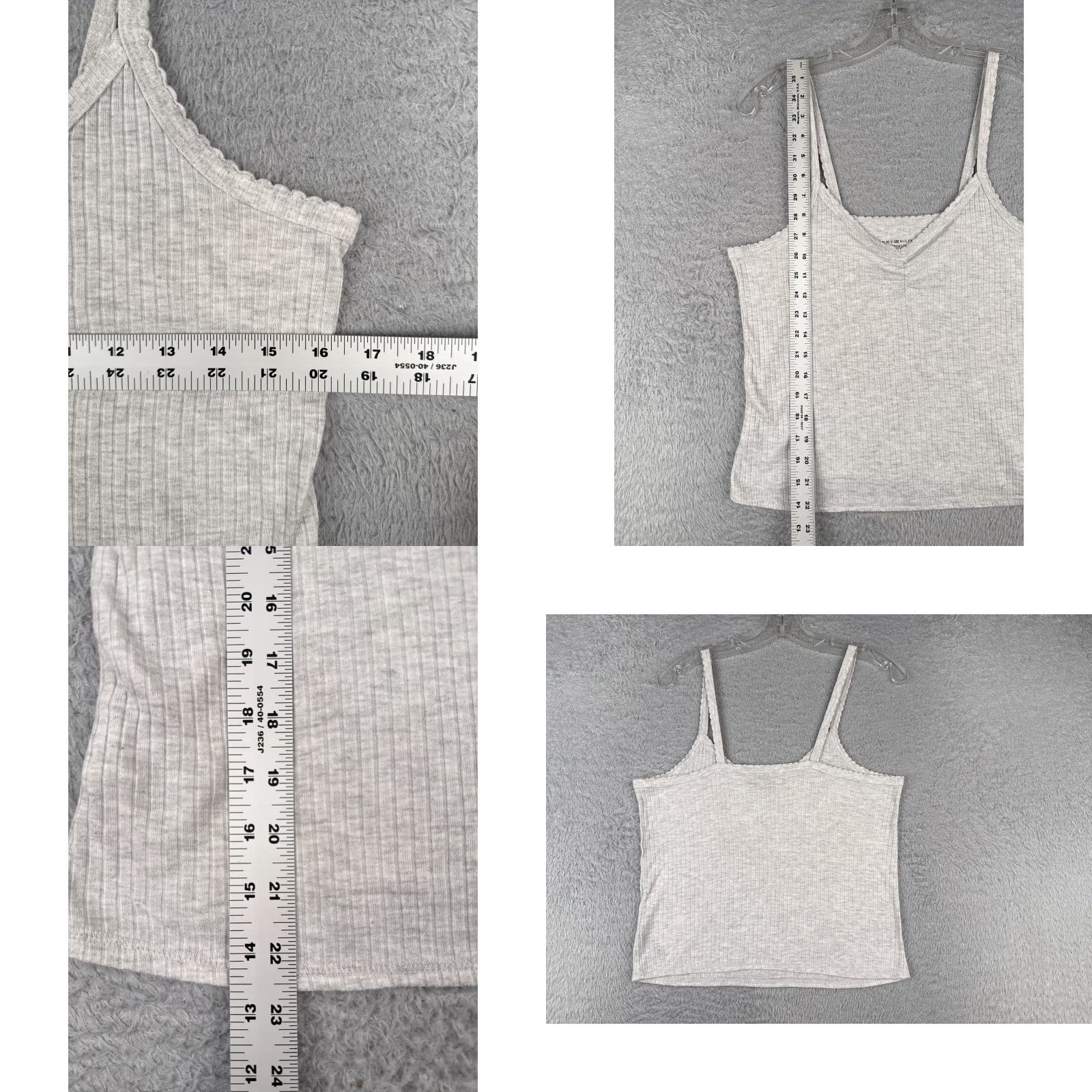 Tommy Hilfiger Tommy Hilfiger Tank Women M Gray Ribbed Cotton V-Neck Sleepwear Womens Size M / US 6-8 / IT 42-44 - 8 Thumbnail