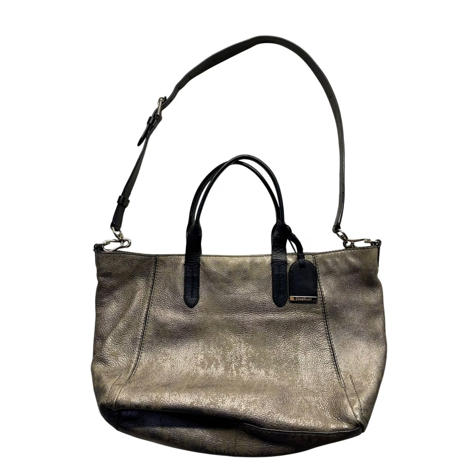 Cole Haan Cole Haan Metallic Pebbled Leather Shoulder Tote Bag Womens Bag Metallic Finish Pebbled Leather Shoulder Bag Good Condition Size ONE SIZE - 2 Thumbnail