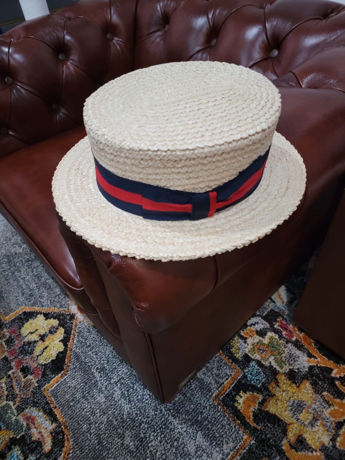 Other Italian Straw Skimmer Hat Size ONE SIZE - 1 Thumbnail