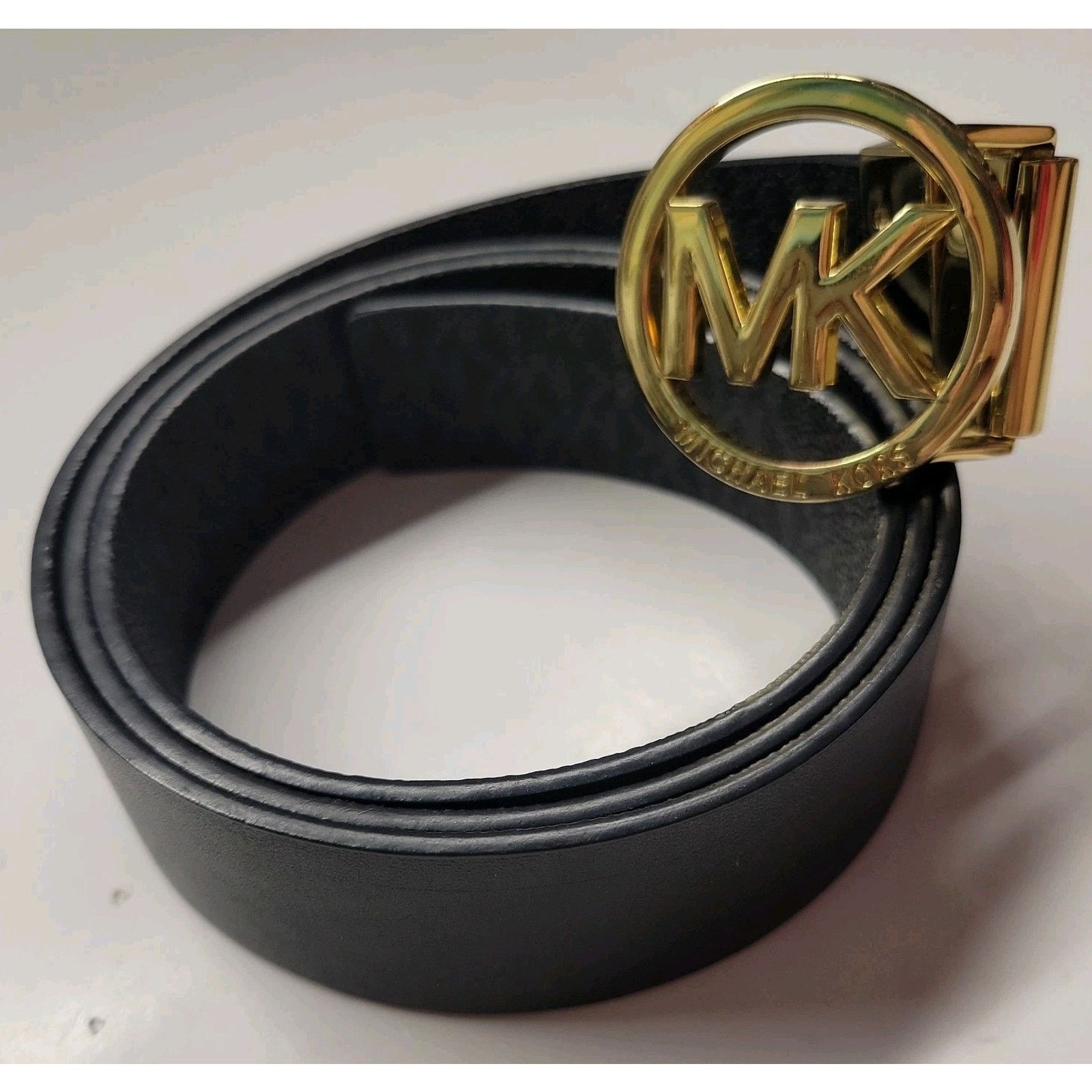 Michael Kors MICHAEL KORS 36-40" Reversible Black Print Gold MK Buckle Size ONE SIZE - 1 Thumbnail