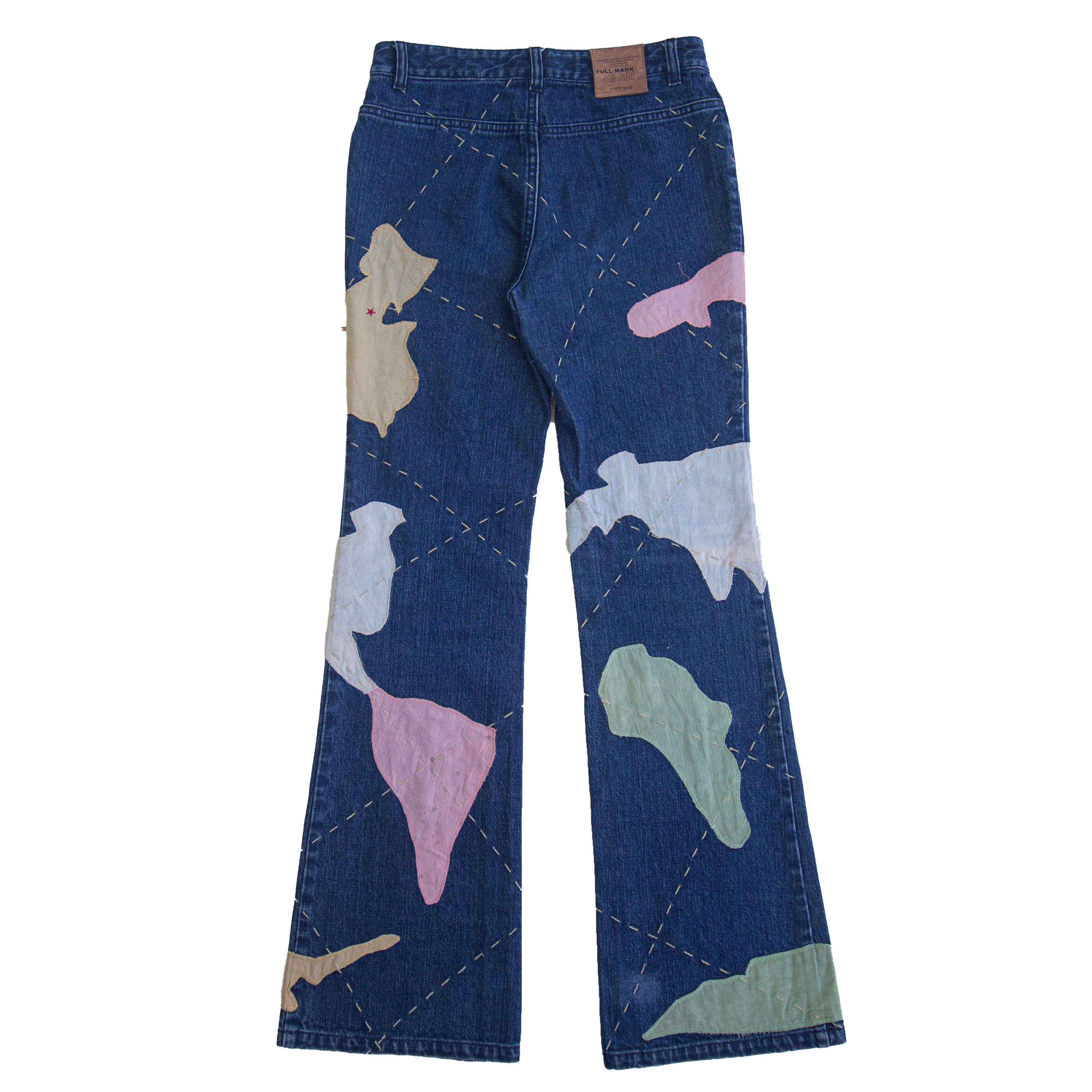 Japanese Brand Patchwork Flare Jeans by Fullmarks Size US 29 - 1 Thumbnail