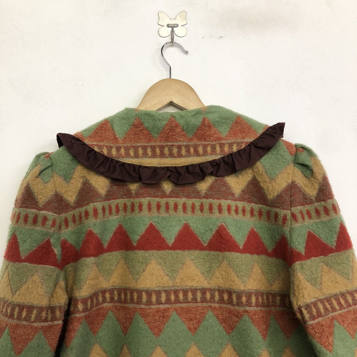 Japanese Brand Femminino Prisco Motive Stripe Design Wool Outer Jacket Size XS / US 0-2 / IT 36-38 - 10 Thumbnail
