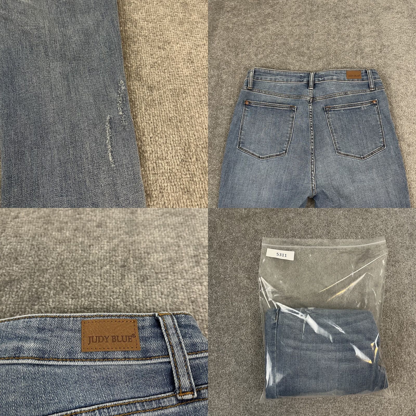 Denime JUDY BLUE Jeans Womens 13/31 Skinny Jeans Medium Blue Denim Distressed Classic 5-Pocket Womens Jeans Size 4XL / US 24-26 - 9 Thumbnail