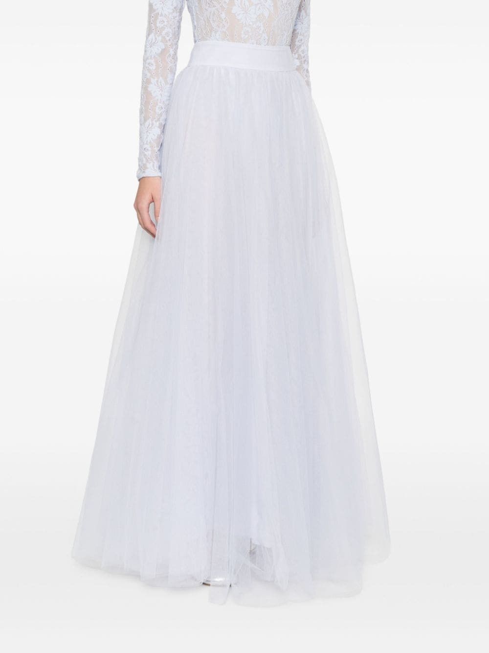 oc11z1025 Tulle Midi Skirt in Light Blue