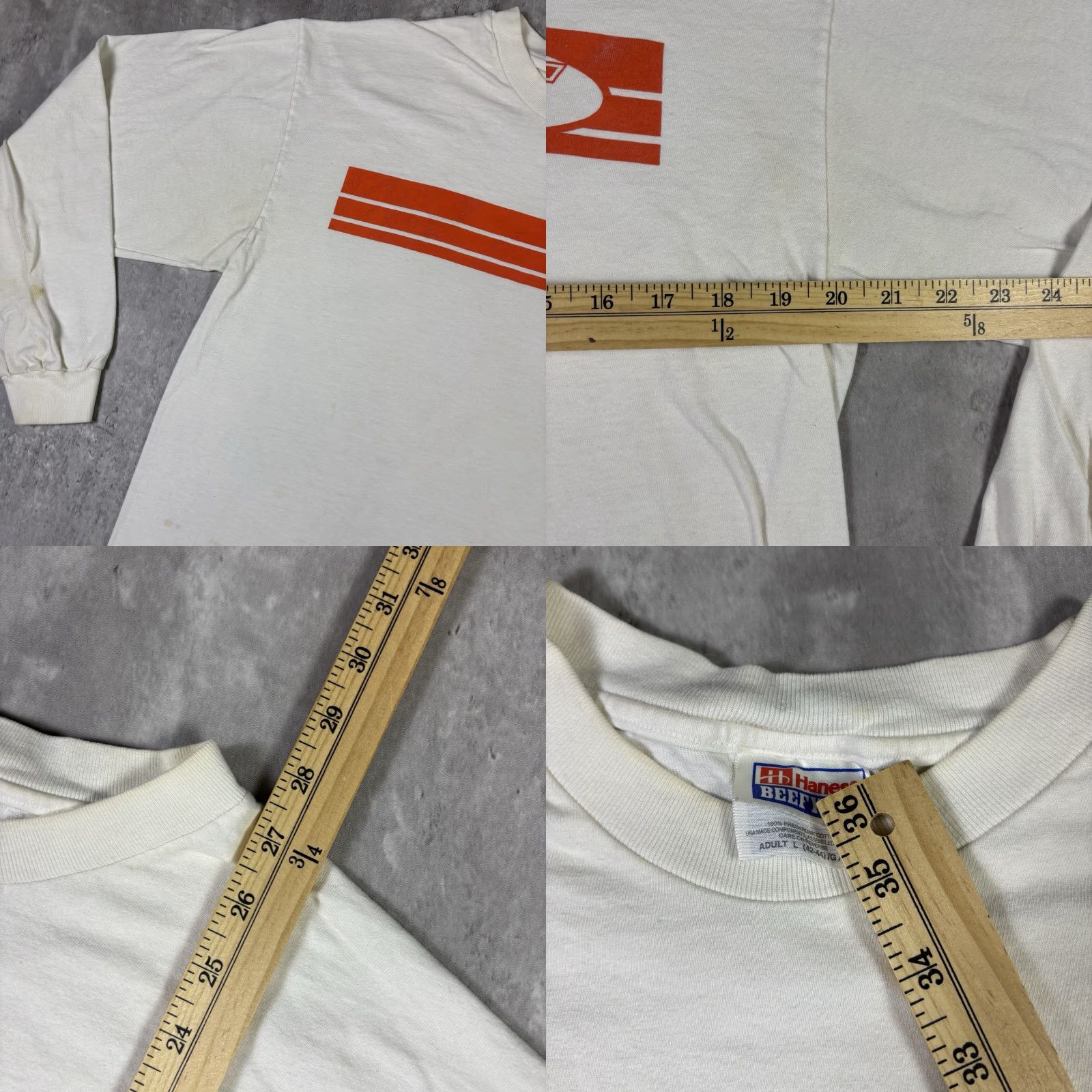 Hanes VINTAGE Virginia Tech T Shirt White Long Sleeve L College University 90s Hanes Crew Neck Graphic Print Mens Size US L / EU 52-54 / 3 - 8 Thumbnail