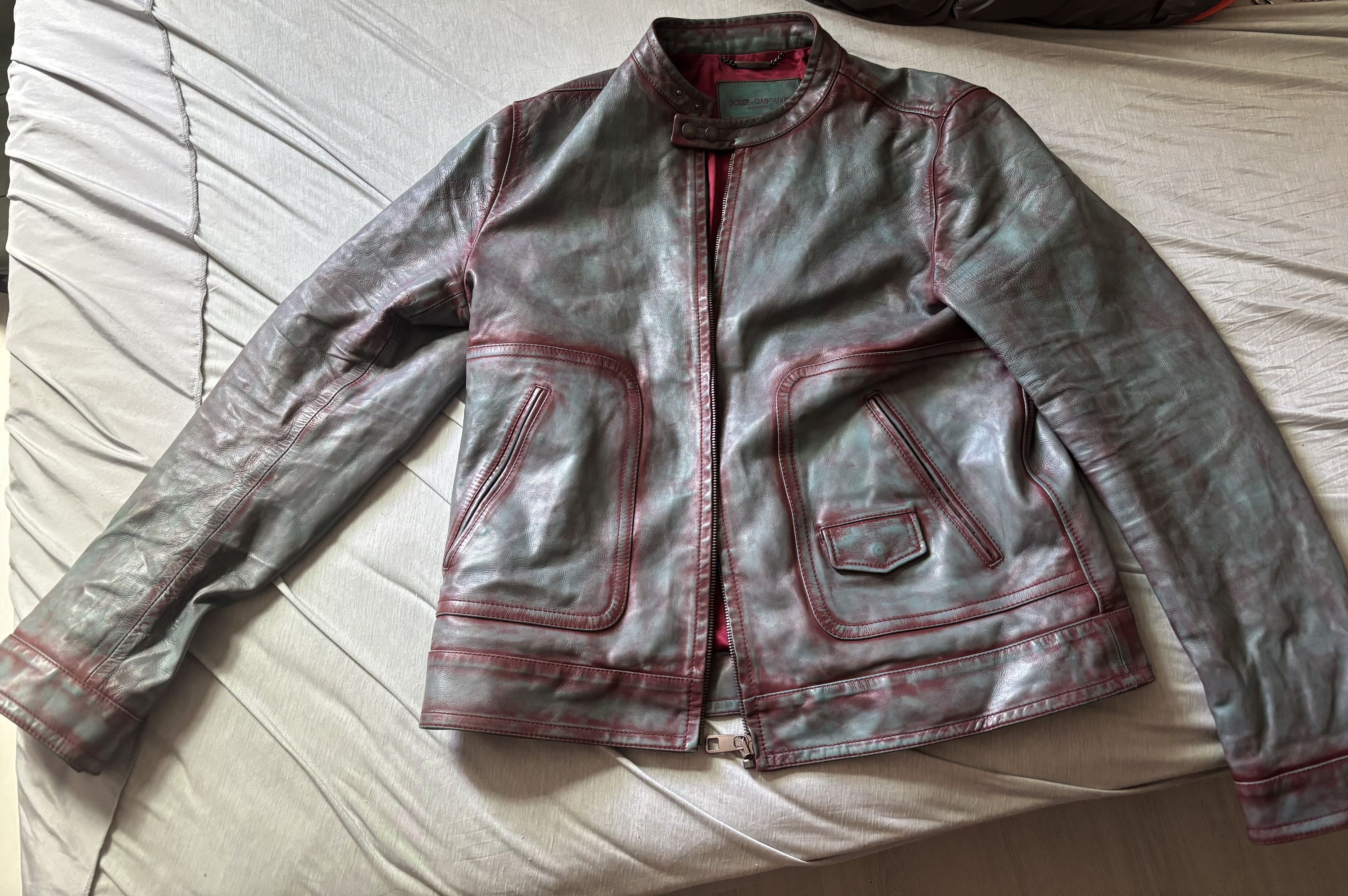 Dolce & Gabbana Dolce and gabbana sky blue and red leather jacket Size US L / EU 52-54 / 3 - 4 Thumbnail