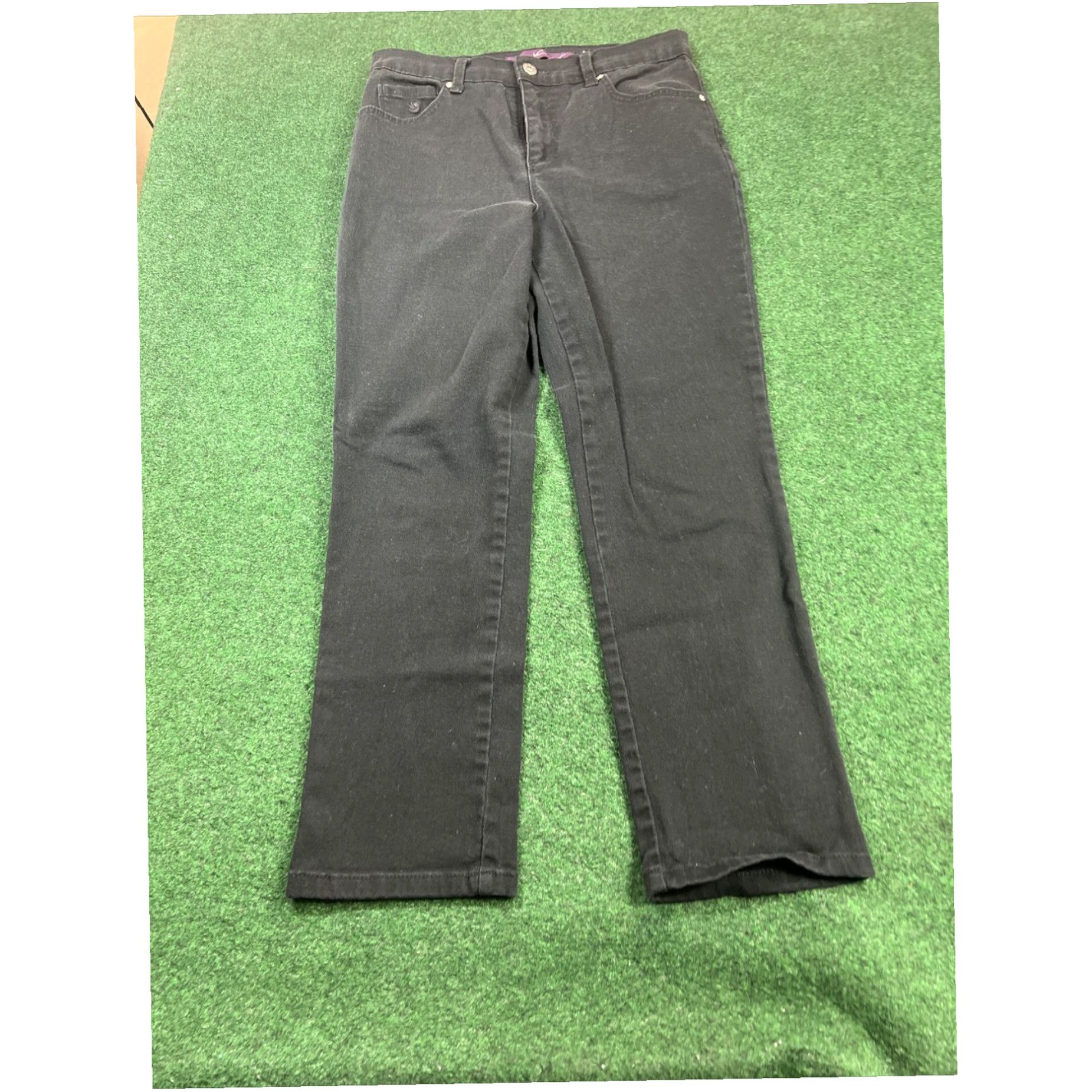 Gloria Vanderbilt Gloria Vanderbilt Womens Pants 10P Petite Black Amanda Dark Wash Hi Rise 29x27 Size 32" / US 10 / IT 46 - 2 Thumbnail