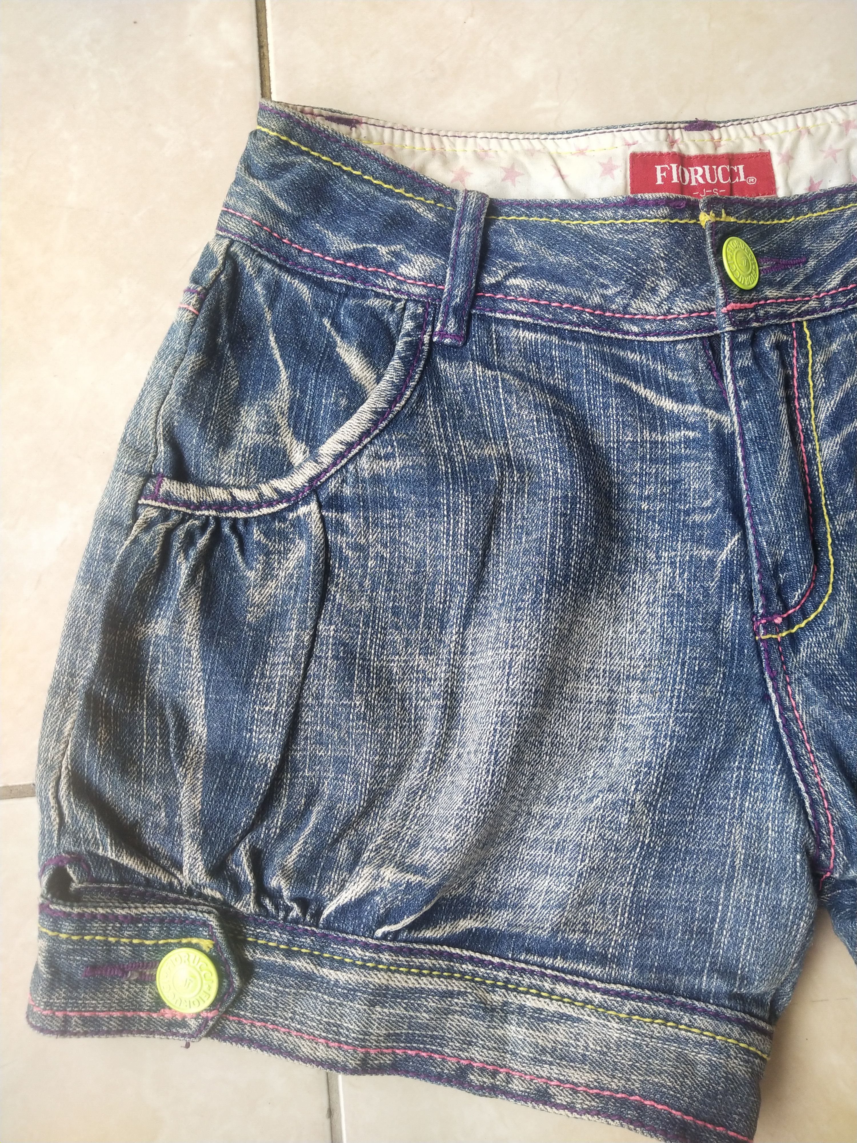 Fiorucci Fiorucci J-S Color Stitch Denim Shorts – Y2K Harajuku Size 28" / US 6 / IT 42 - 2 Thumbnail