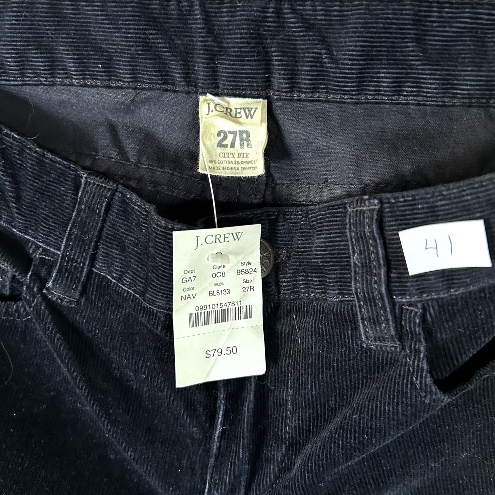 J.Crew J.Crew City Fit Corduroy Pants Navy Blue Straight Leg Women's 27R NEW Size 27" / US 4 / IT 40 - 2 Thumbnail