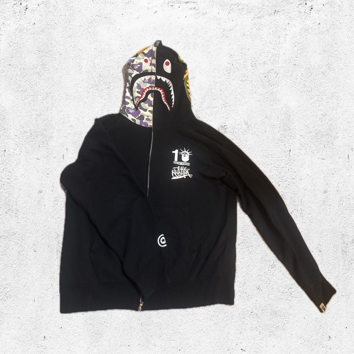 Bape A BATHING APE BAPE 23RD ANNIVERSARY SHARK HOODIE BLACK/GOLD