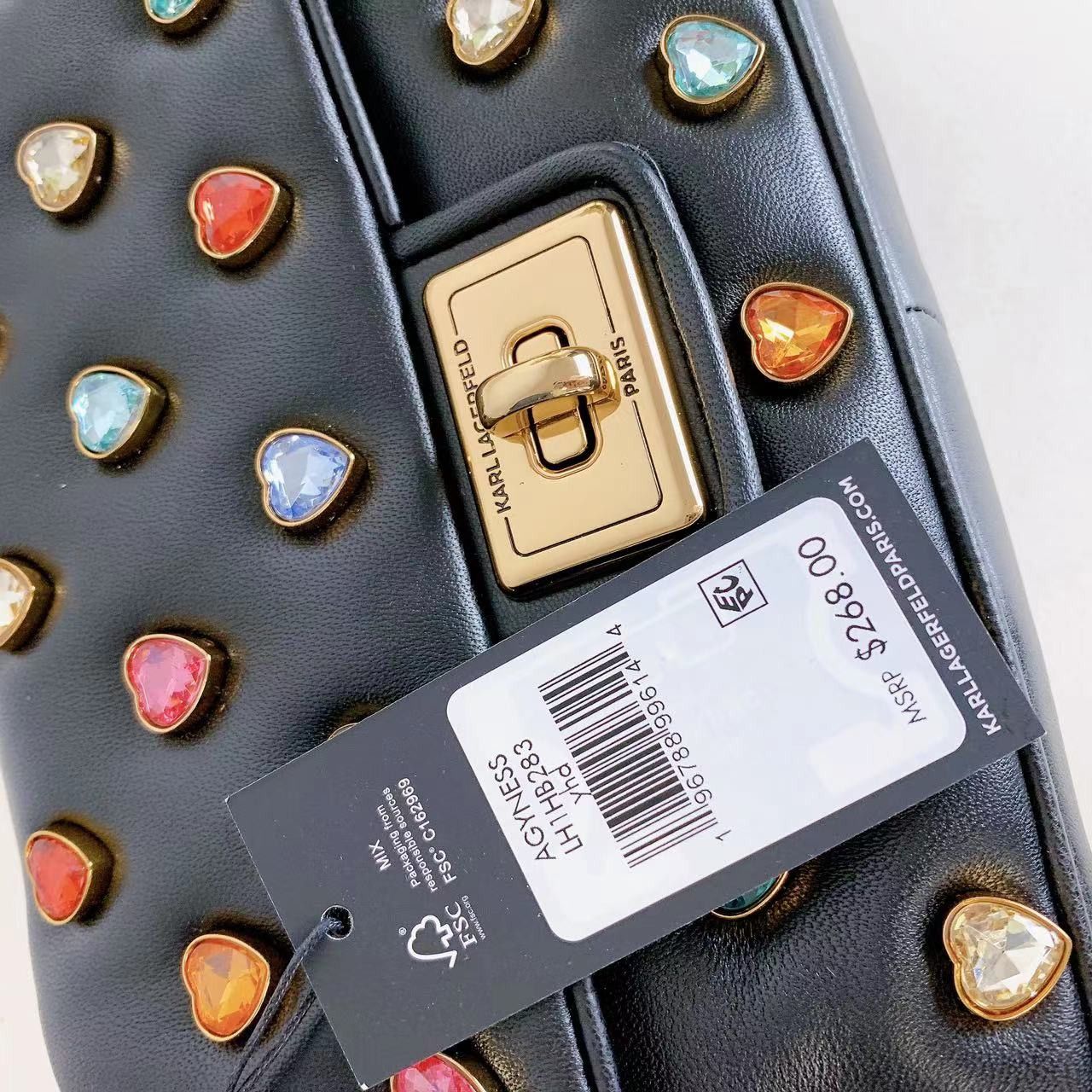 Karl Lagerfeld Karl Lagerfeld LH1HB283 AGYNESS SHOULDER BAG IN BLACK MULTI Size ONE SIZE - 9 Thumbnail
