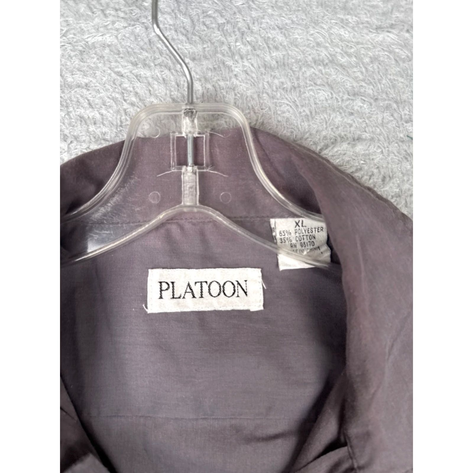 Vintage Platoon Shirt Men XL Gray 4 Pocket Cotton Blend Button-Up, Short Sleeve, Casual Aloha Beach Hawaiian Vacation Resort, Men’s Shirt, Vintage? No Size US XL / EU 56 / 4 - 6 Thumbnail