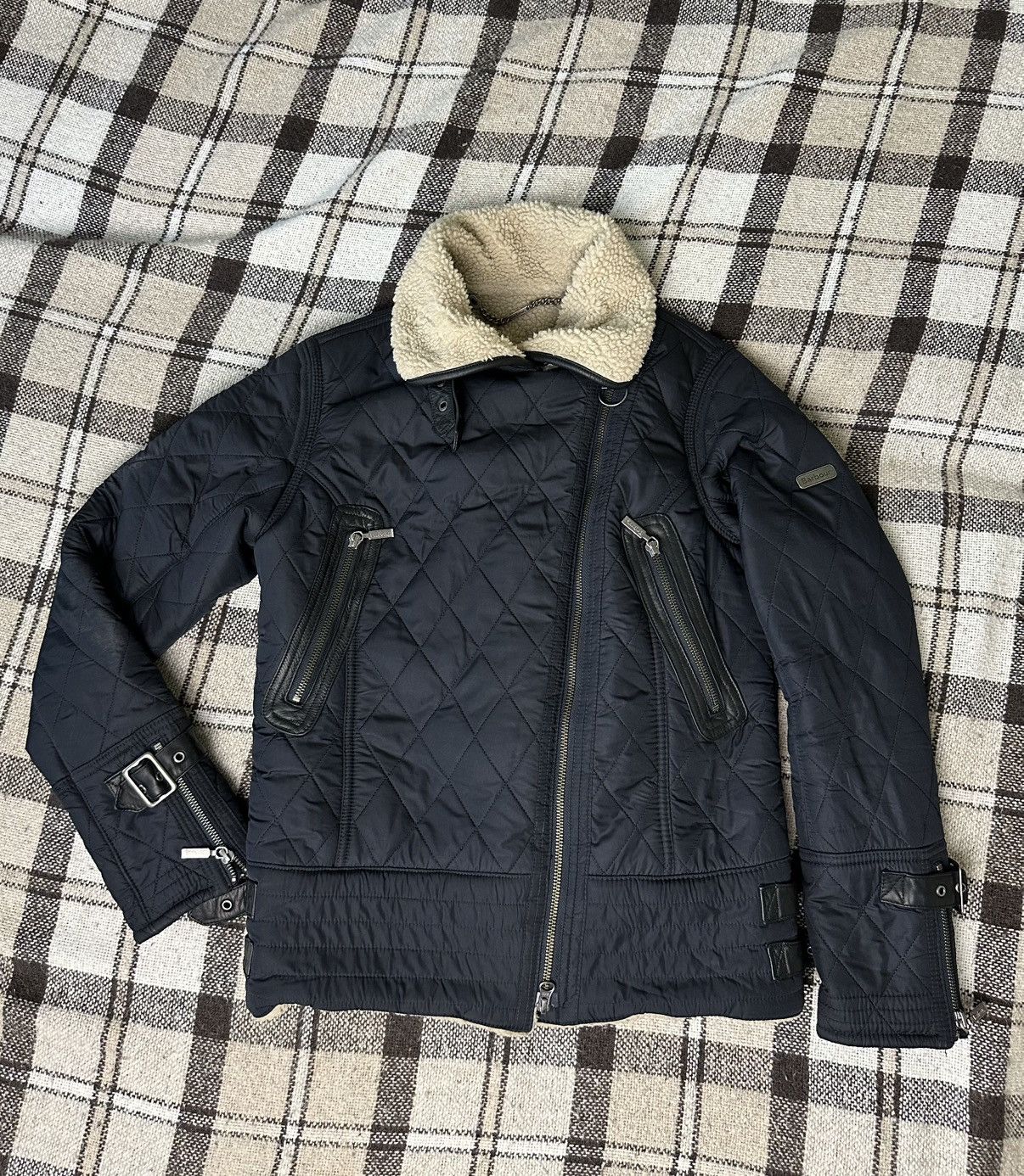 Barbour Battalion Quilt Navy Jacket with Sherpa size 36/uk10