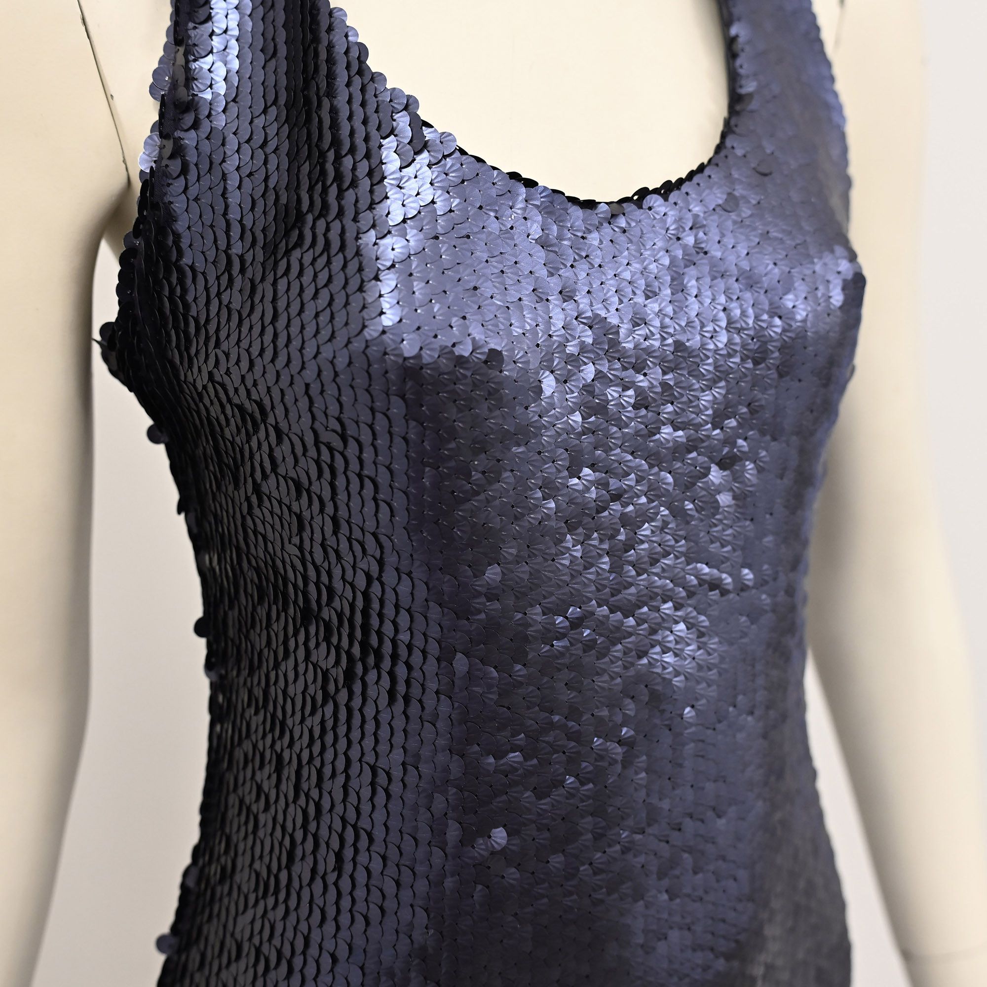 Vintage Bizuu sequined tank top mini dress in navy blue silk Size S / US 4 / IT 40 - 7 Thumbnail