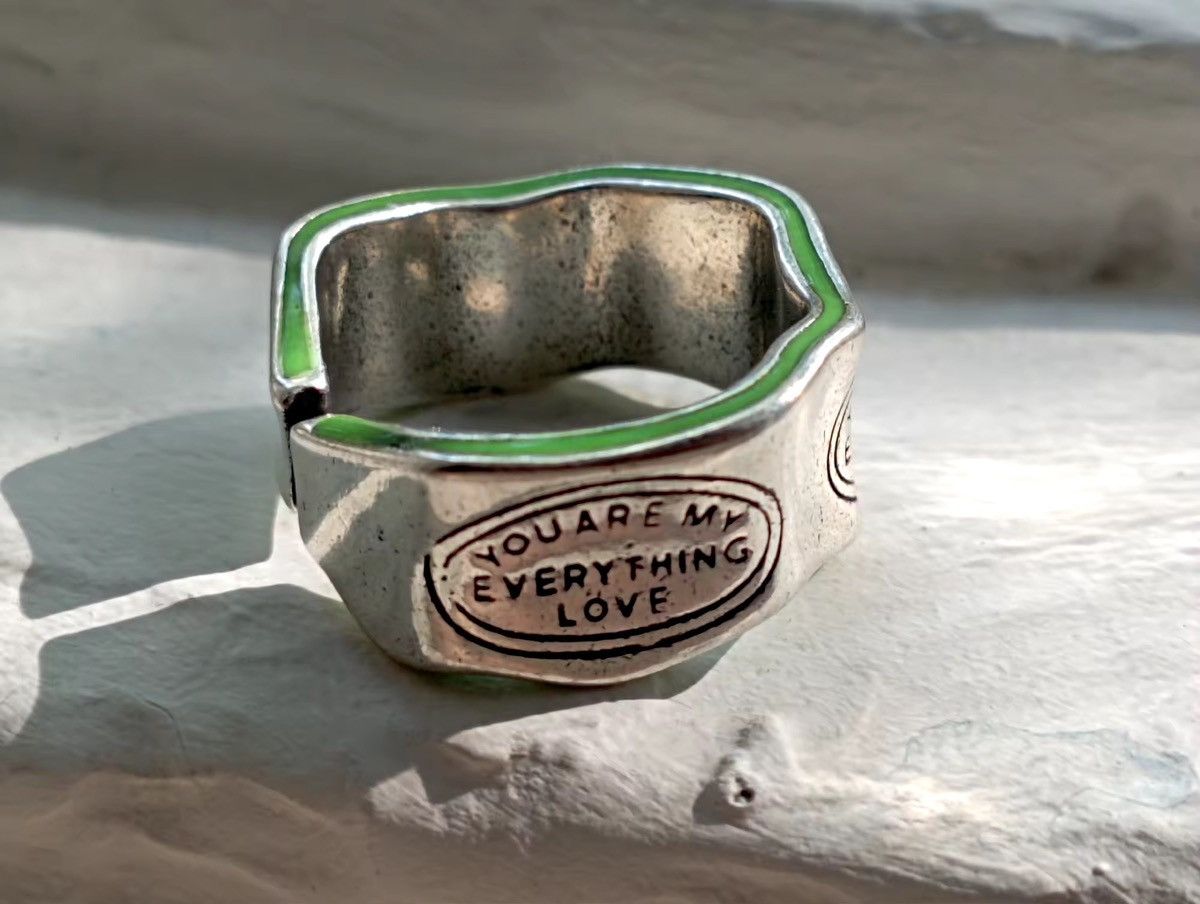 Other Letter Carving Green Stripe Retro Ring Size ONE SIZE - 2 Thumbnail