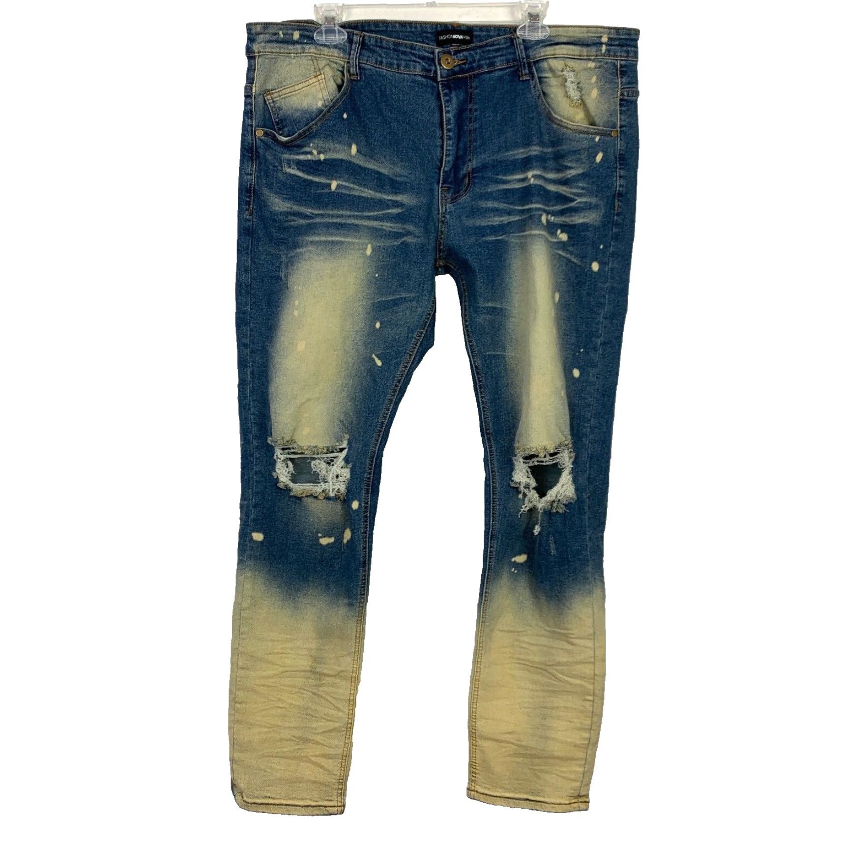 Fashion Nova Fashion Nova Men Jeans Size 40 Blue Denim Cotton Blend 98% Cotton 2% Spandex Straight Stretch Regular Inseam 31 Size US 40 / EU 56 - 2 Thumbnail