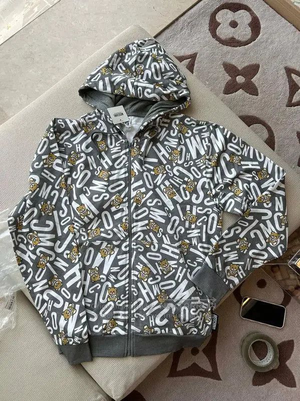 Moschino Moschino Gray Logo Printed Long Sleeve Hoodie . Size US XL / EU 56 / 4 - 1 Thumbnail
