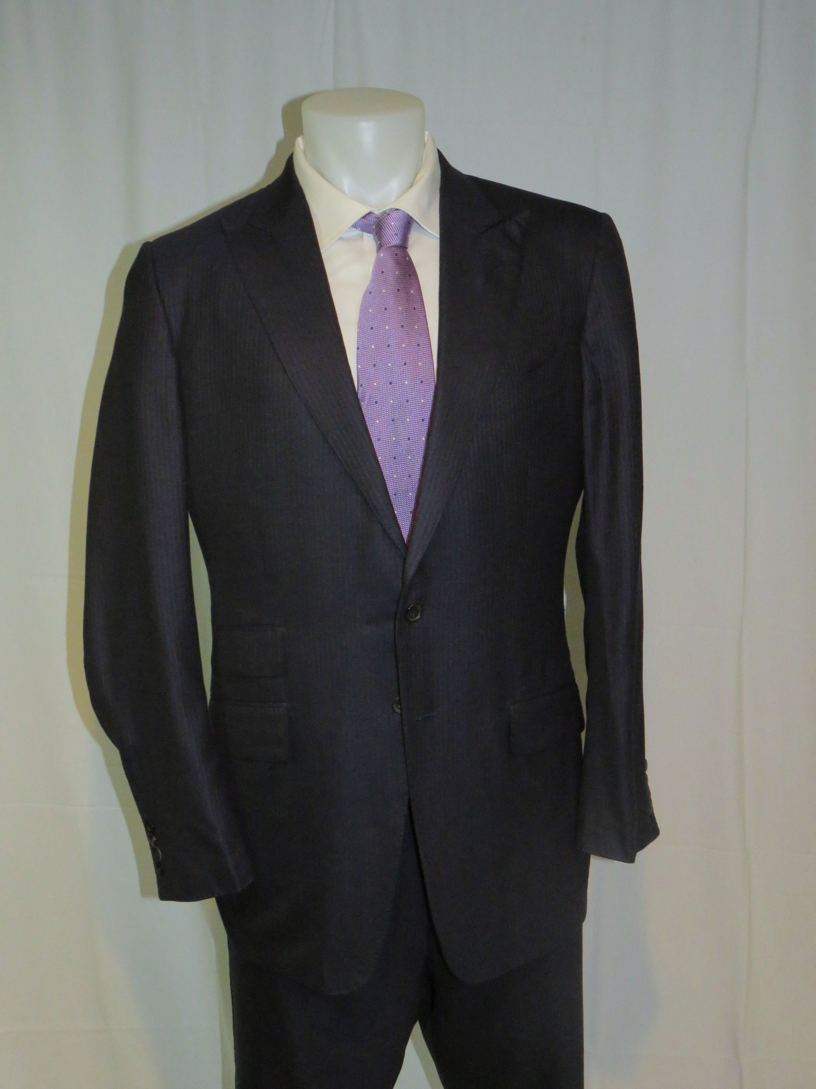 Tom Ford O'Connor Blue Stripe Silk Blend Current Two Button Suit 44L Size 44L - 10 Thumbnail