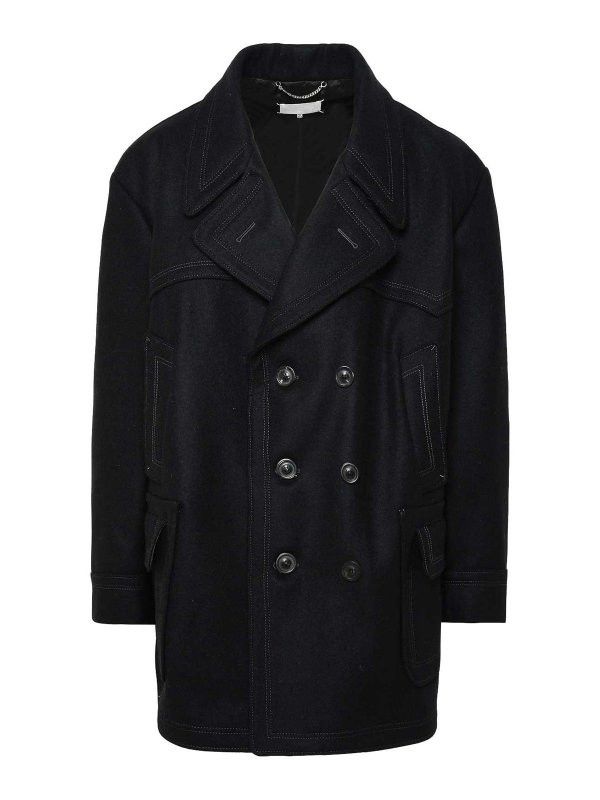 o1mle0126 Oversized Caban Coat in Black