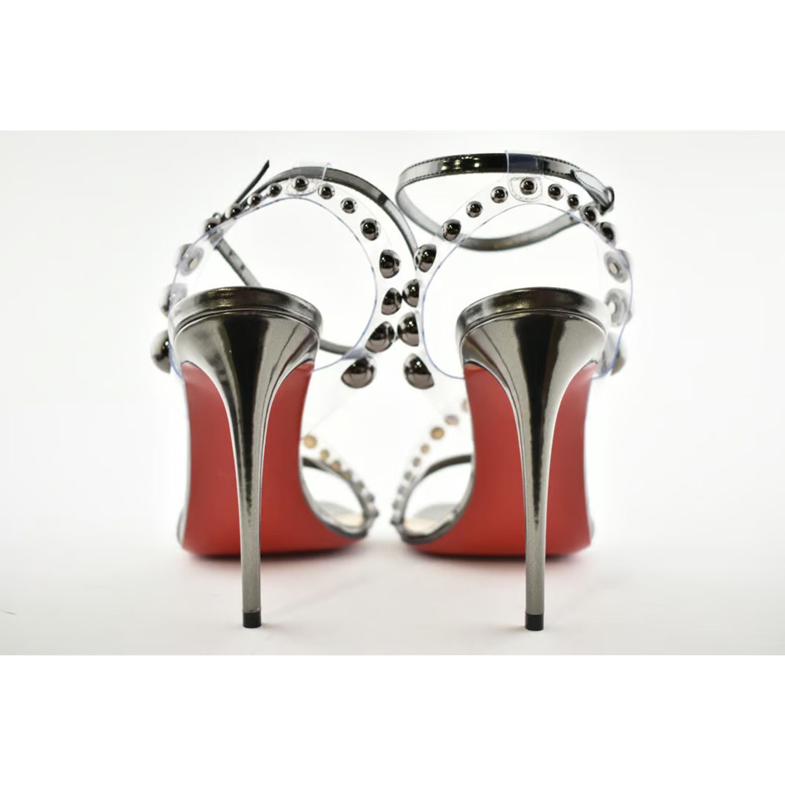 Christian Louboutin Corinetta 100 Gunmetal Patent Strap Sandal Heel Pump 37 Size US 7 / IT 37 - 10 Thumbnail