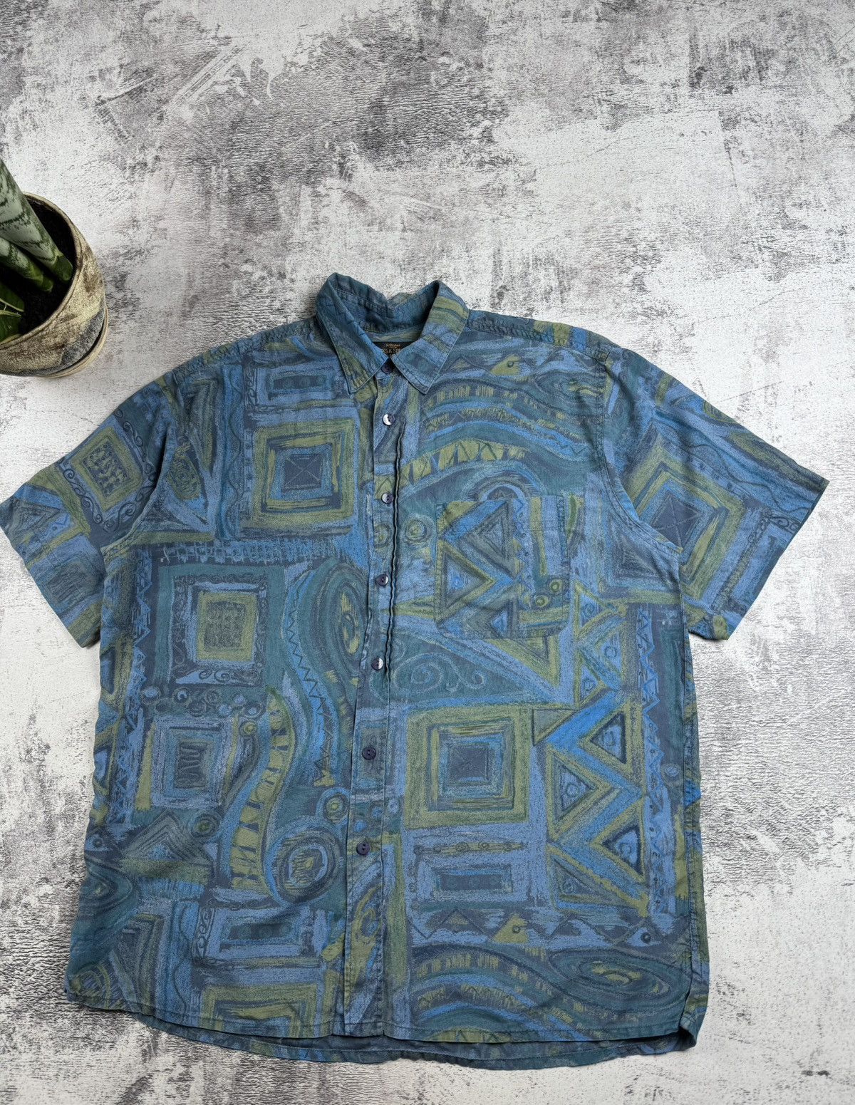 Vintage Mark Spencer St. Michael Men’s Large Abstract Hawaii Silk Button Shirt T Shirt Size US L / EU 52-54 / 3 - 3 Thumbnail