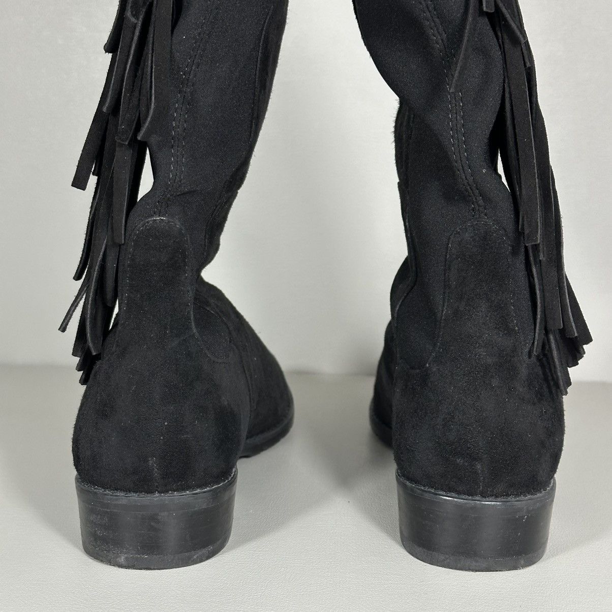 Stuart Weitzman Stuart Weitzman Mane Fringe Black Suede Over-the-Knee Boots Size US 6 / IT 36 - 6 Thumbnail