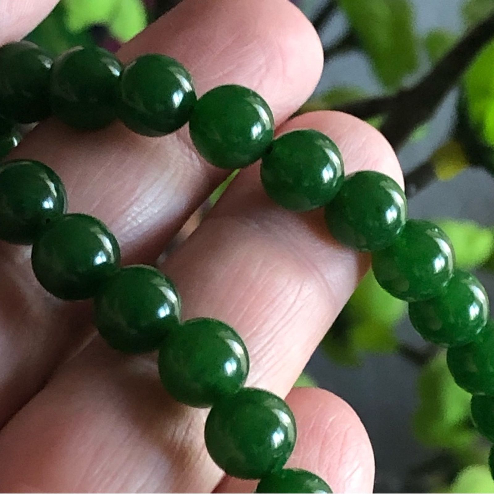 Jewelry Genuine nephrite jade 8mm round bead necklace Size ONE SIZE - 7 Thumbnail