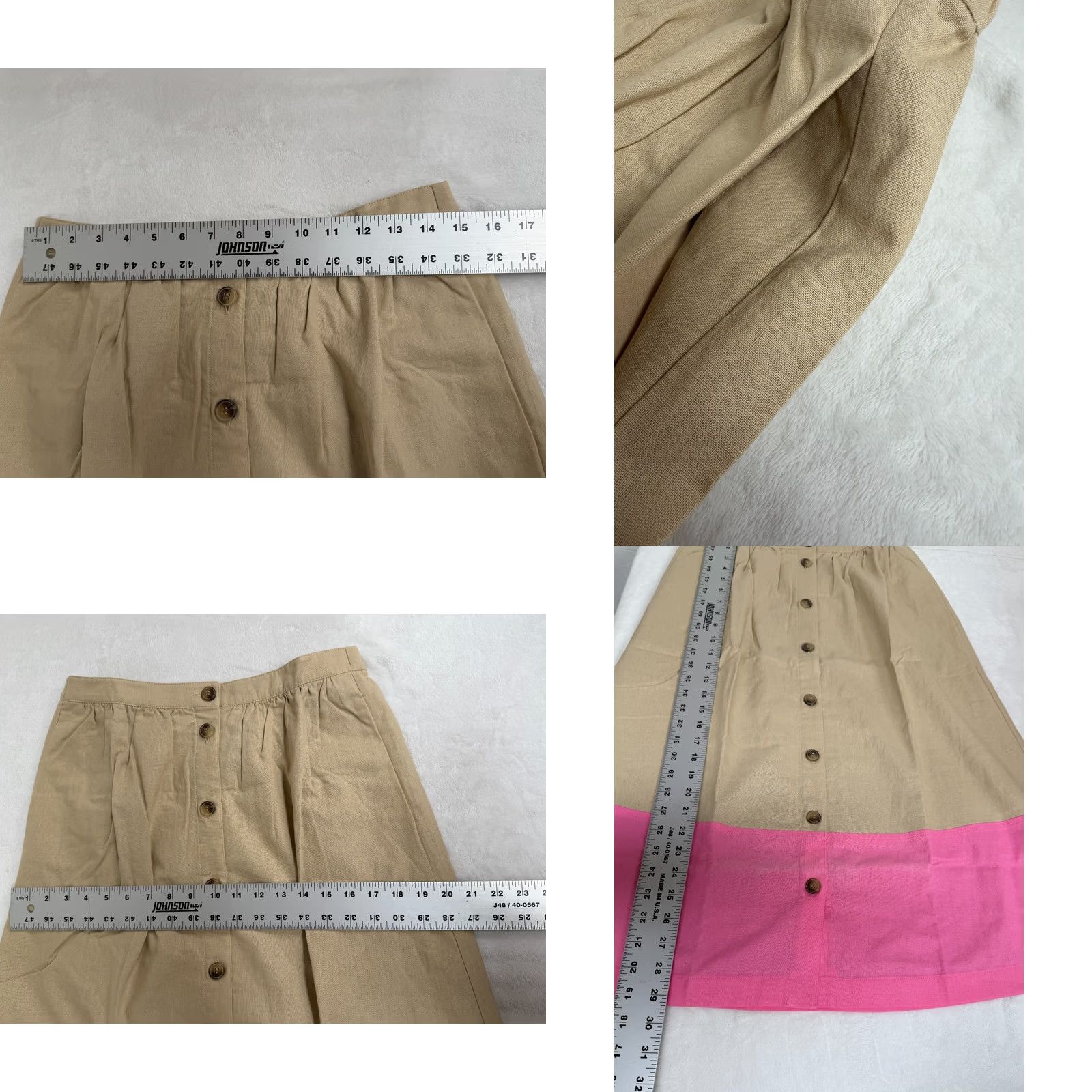 J.Crew J.CREW Colorblock Midi Skirt A-Line Button-Front Tan Pink Womens M Size 32" / US 10 / IT 46 - 8 Thumbnail
