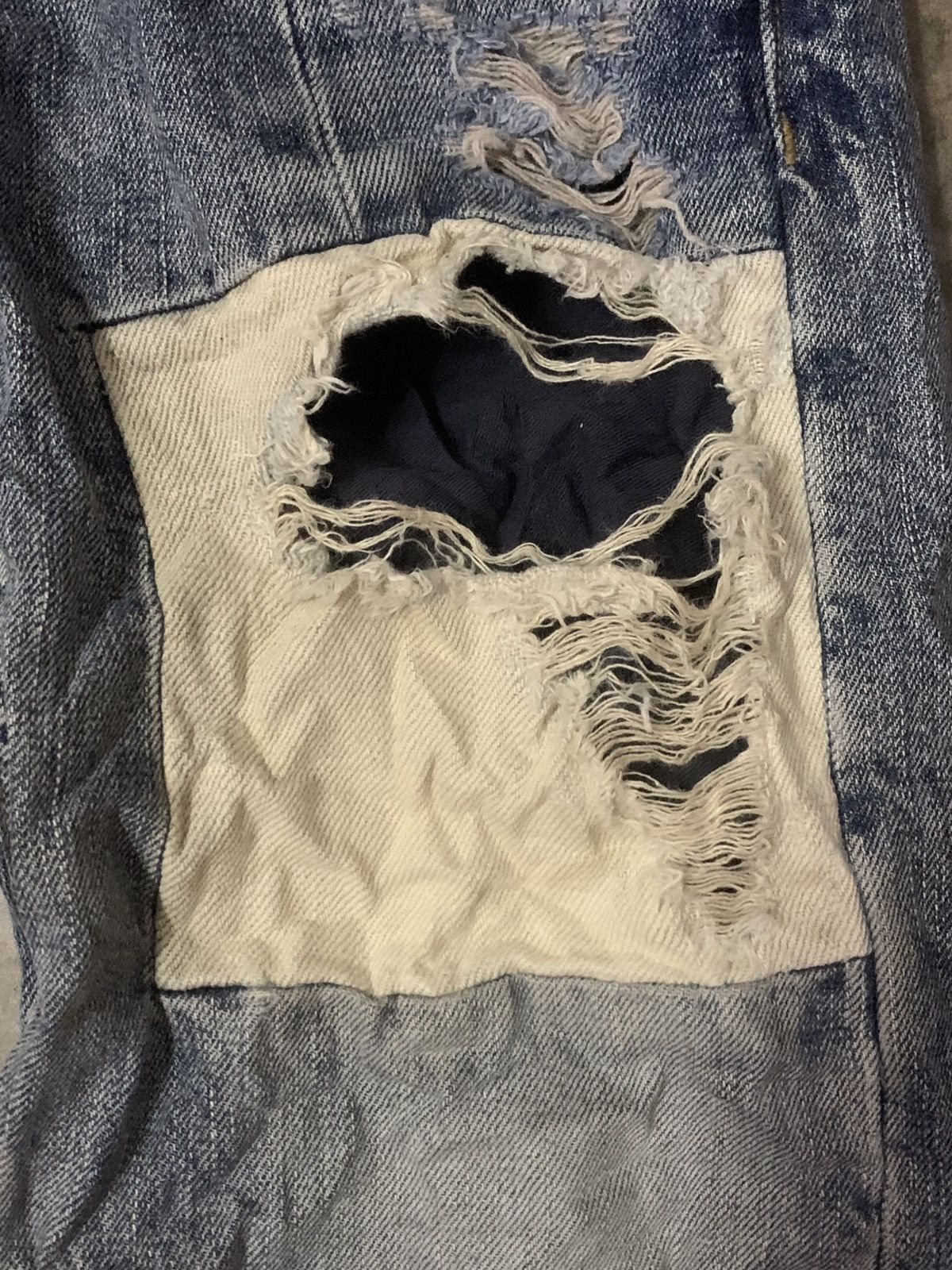 If Six Was Nine Ozone Rocks Distress Denim Patchworh Selvedge Jeans Size US 32 / EU 48 - 3 Thumbnail