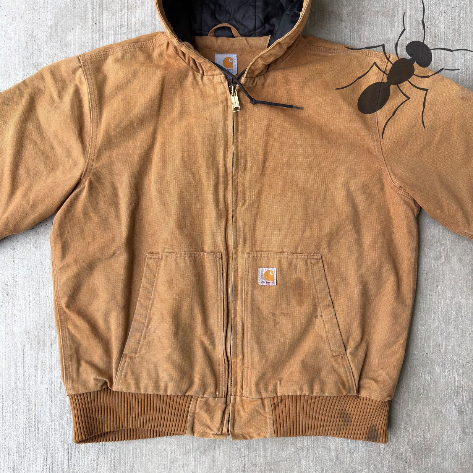 Carhartt × Vintage Carhartt brown quilted hooded work wear jacket Size US L / EU 52-54 / 3 - 3 Thumbnail