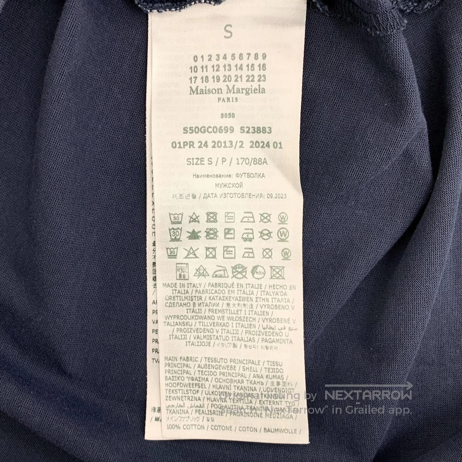Maison Margiela Maison Margiela Dark Blue Logo Cutout Cotton Crew Neck Sho Size US S / EU 44-46 / 1 - 7 Thumbnail