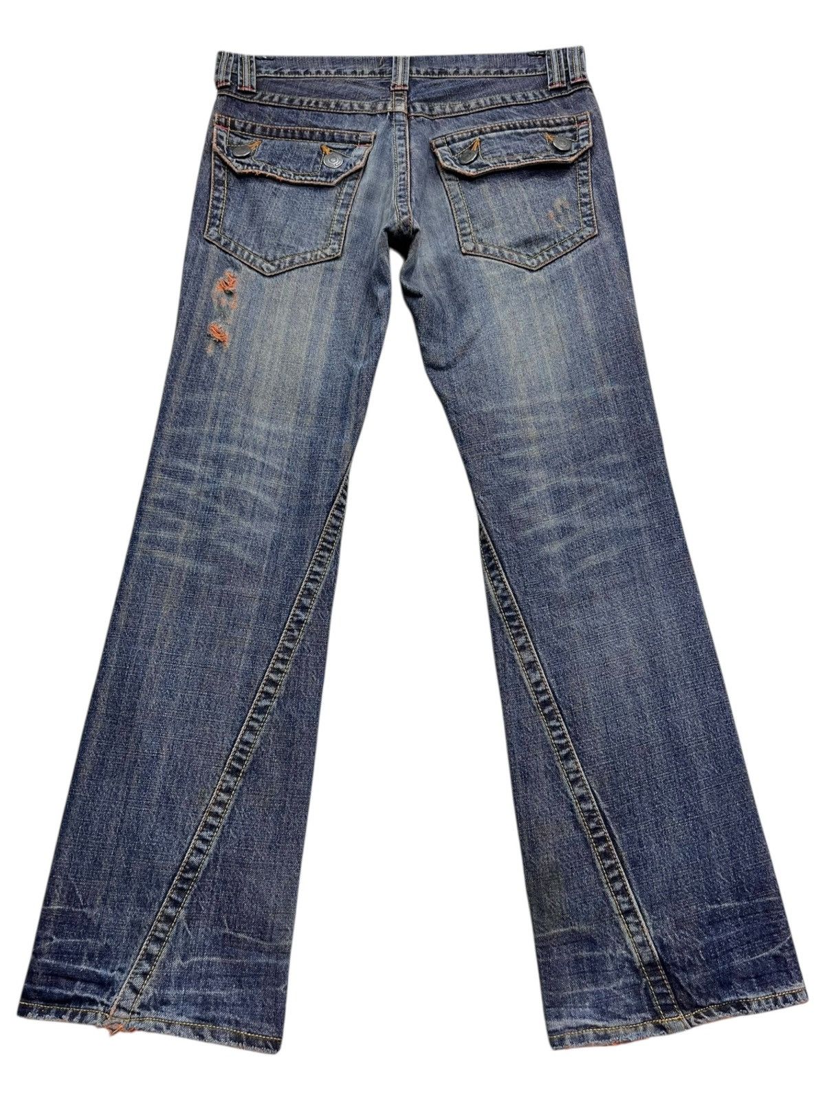 PPFM FYE 🔥Vintage PPFM Punk Ripped Super Low Rise FLARE Denim Size US 29 - 3 Thumbnail