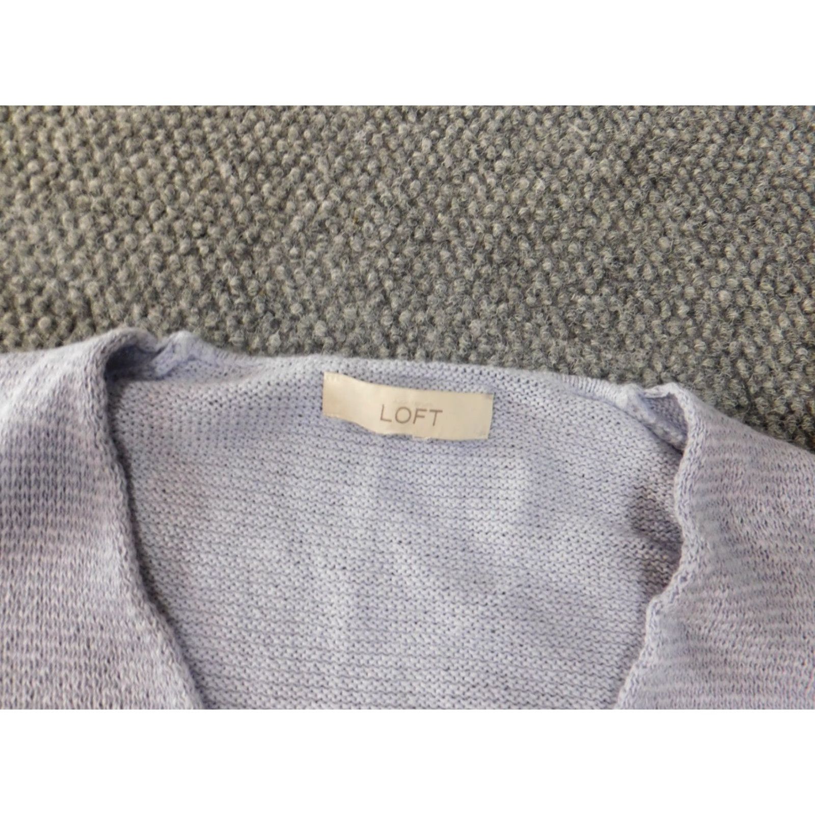 Loft LOFT Sweater Pullover Knit V-Neck Long Sleeve Women's Regular Large Purple Cotton Ramie Stretch Casual Modern Designer 90s (no) Size L / US 10 / IT 46 - 7 Thumbnail