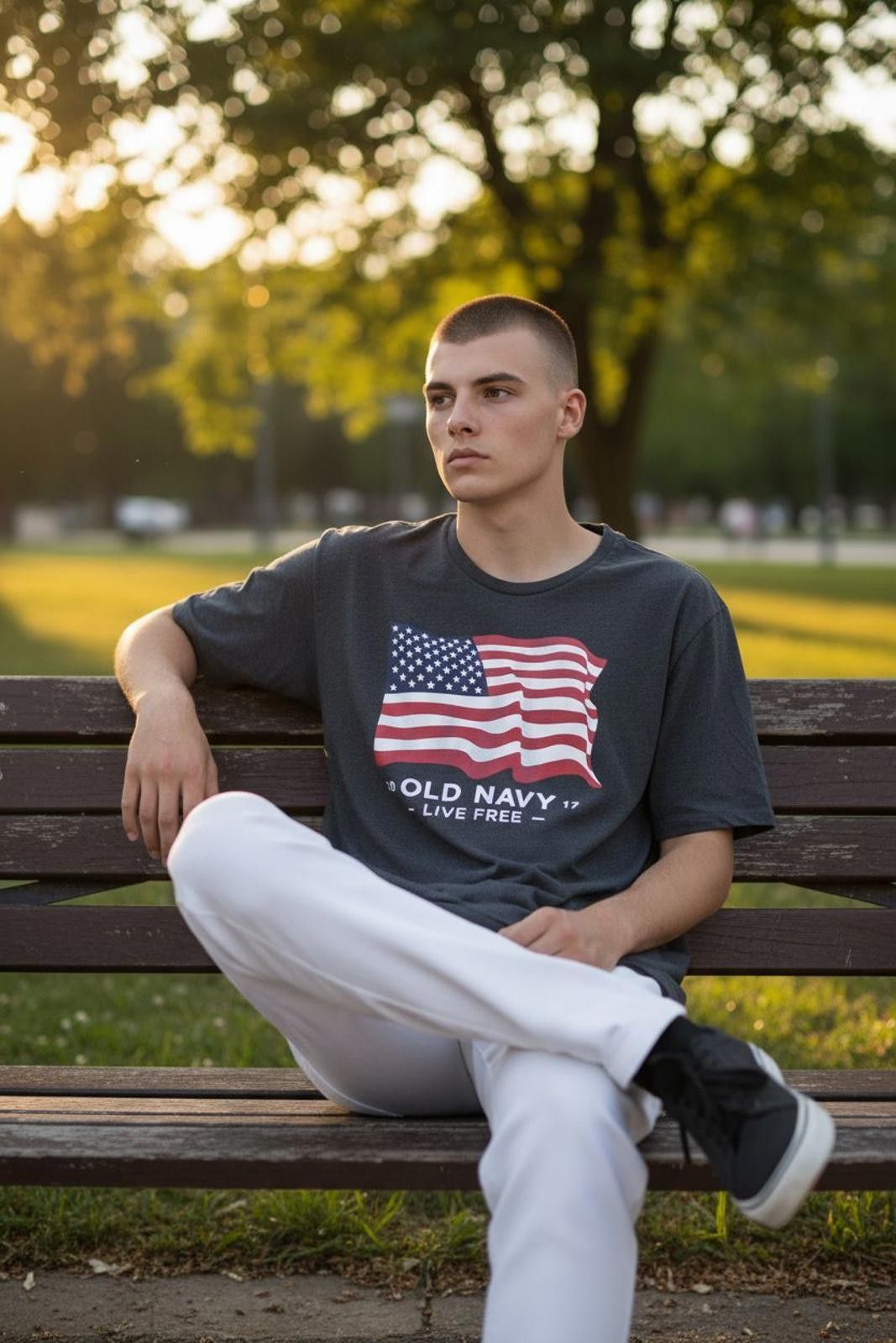 Old Navy Old Navy Men's Short Sleeve T-Shirt with American Flag Print Size US XL / EU 56 / 4 - 2 Thumbnail