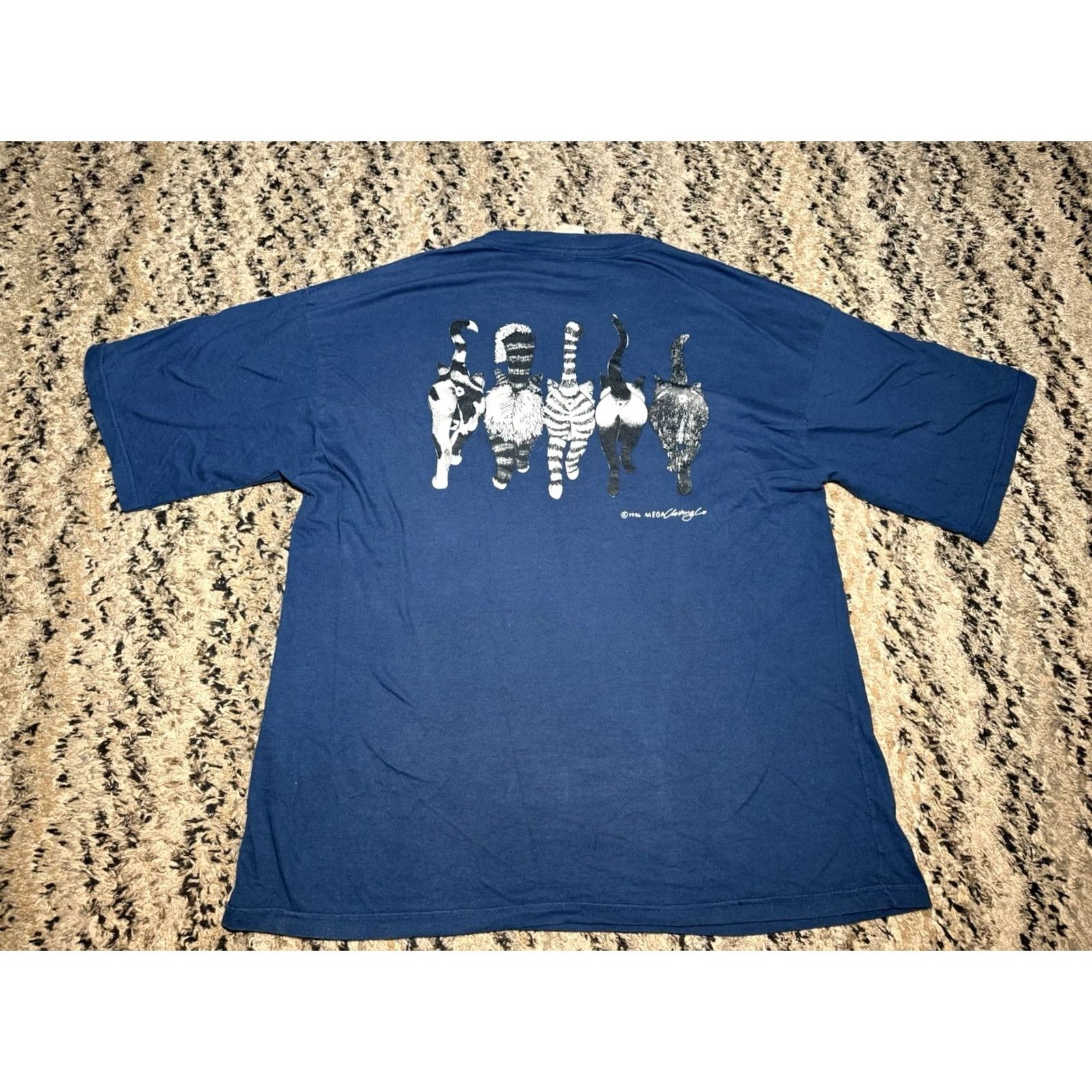 Doublet VINTAGE 90s Cats Tee Shirt Funny Butts Graphic Double Sided 2XL Blue Mens T-Shirt Cat Shirt Size US XXL / EU 58 / 5 - 5 Thumbnail