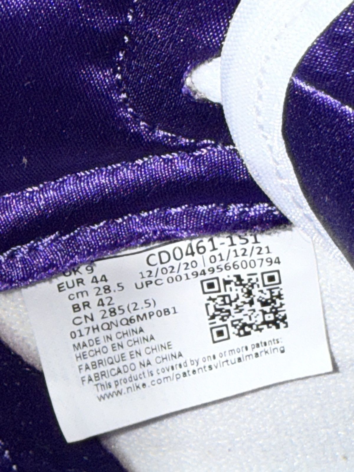 Nike Jordan 1 High og Court Purple Size US 11.5 / IT 41.5 - 5 Thumbnail