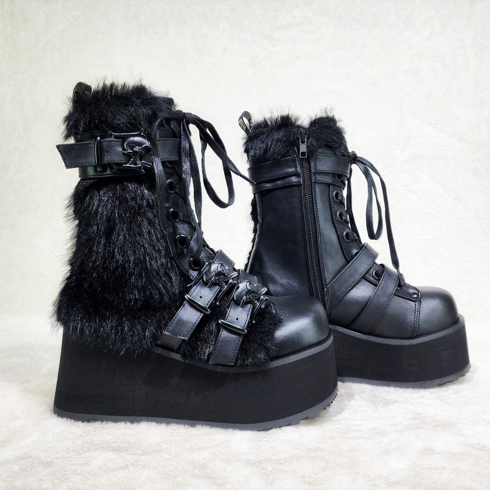 Demonia Cult DEMONIA 118 Furry Goth Punk Rock 3.25" Platform Boot Black Size US 5 / EU 37 - 5 Thumbnail