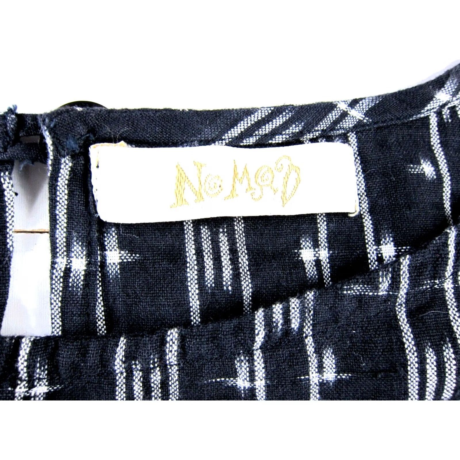 Nomad No Mad 100% Cotton Black White Pocket Tank Apron Open Sides Dress Large Size L / US 10 / IT 46 - 3 Thumbnail