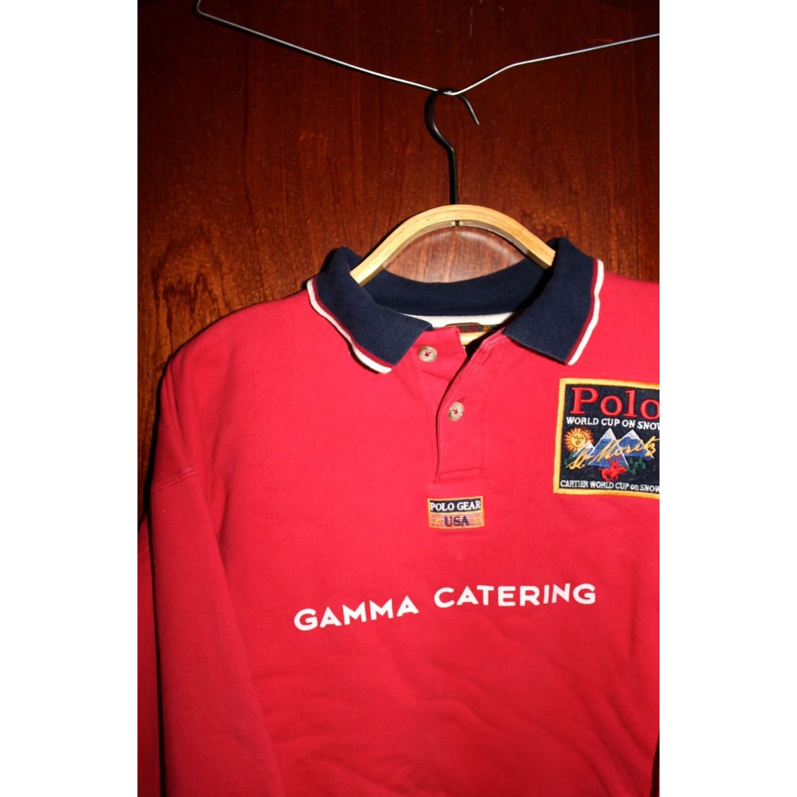 Vintage Vintage Polo jersey shirt Winter USA Polo Team 1990's L Red Mens Polo shirt Size US L / EU 52-54 / 3 - 2 Thumbnail