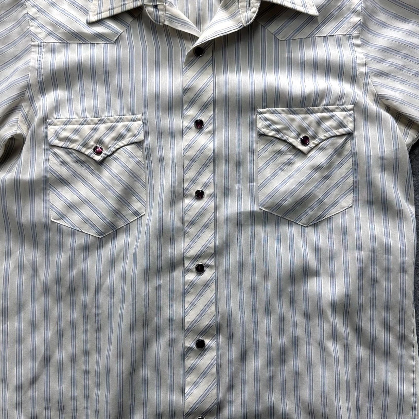 Wrangler Vintage Wrangler Shirt Mens M White Striped Western Snap Button Long Tails USA Size US M / EU 48-50 / 2 - 2 Thumbnail